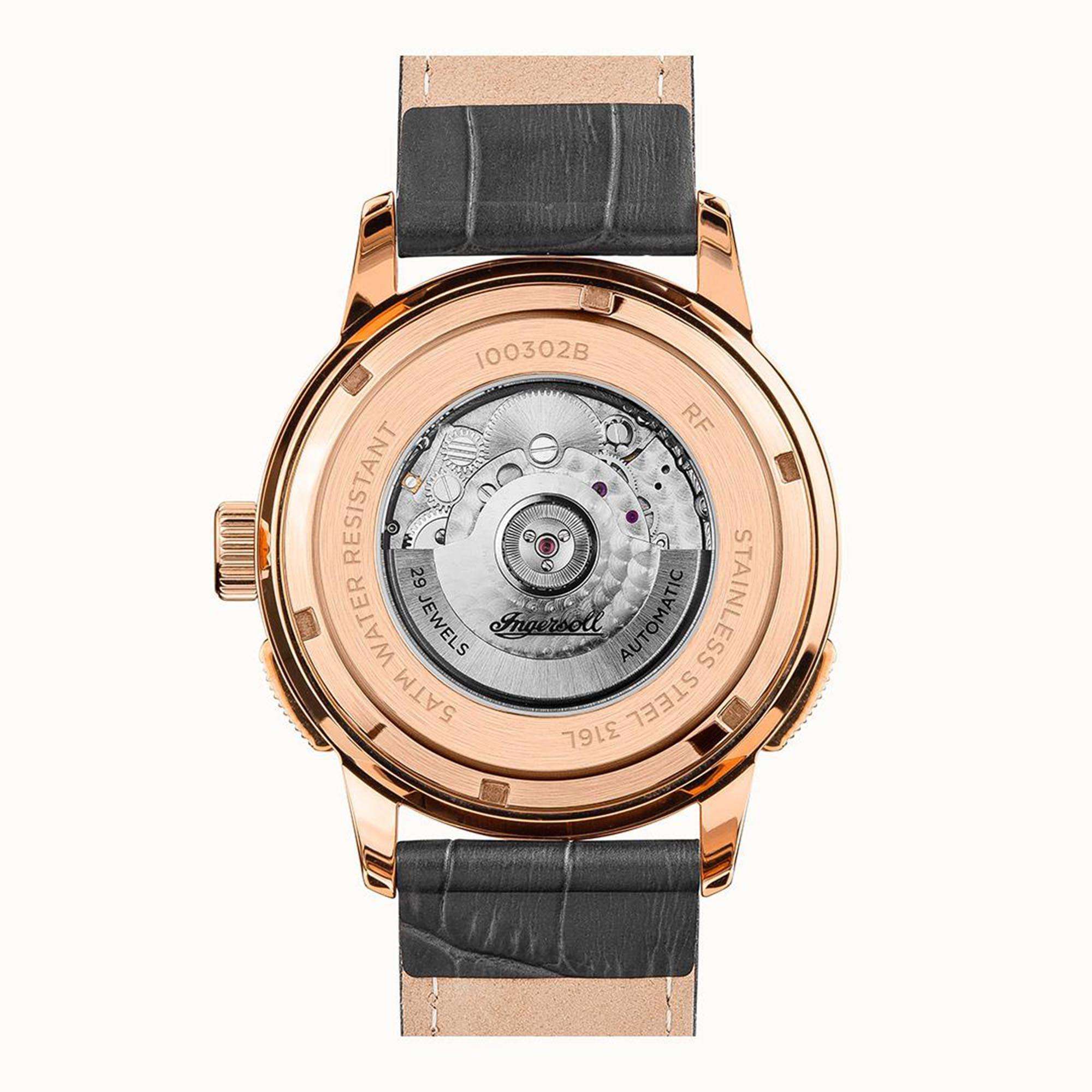 Ingersoll The Regent Automatic Black Dial Leather Strap Men's Watch I00302B - Image 3
