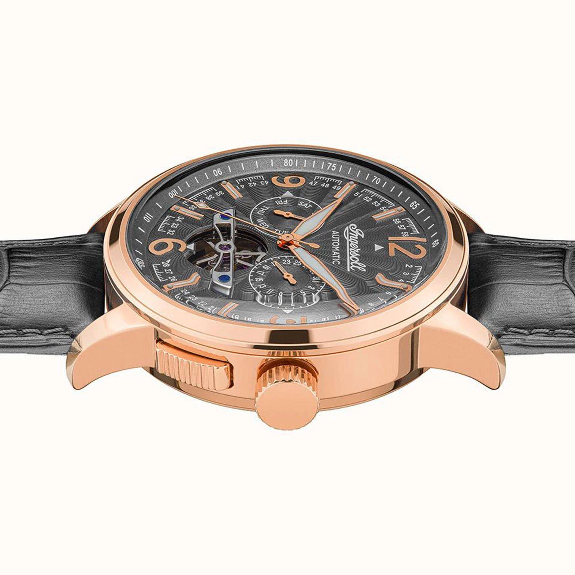 Ingersoll The Regent Automatic Black Dial Leather Strap Men's Watch I00302B - Image 4