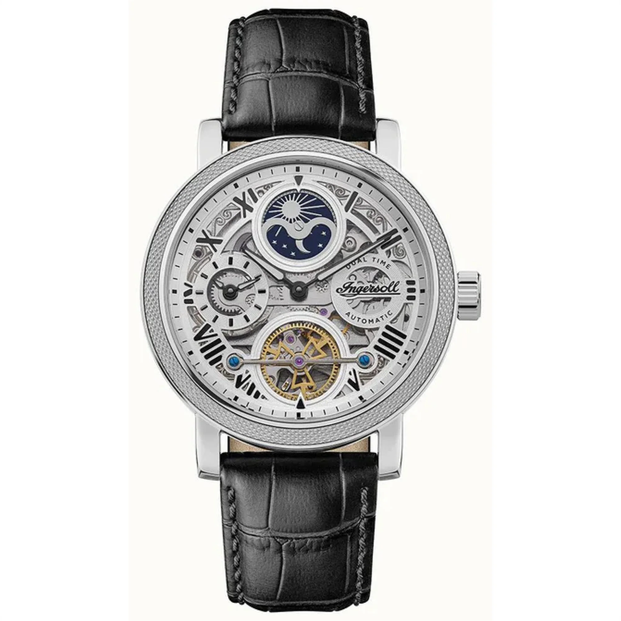 Ingersoll The Row 1892 Automatic Men's Watch Silver Dial Black Leather Strap I12401 - Image 7