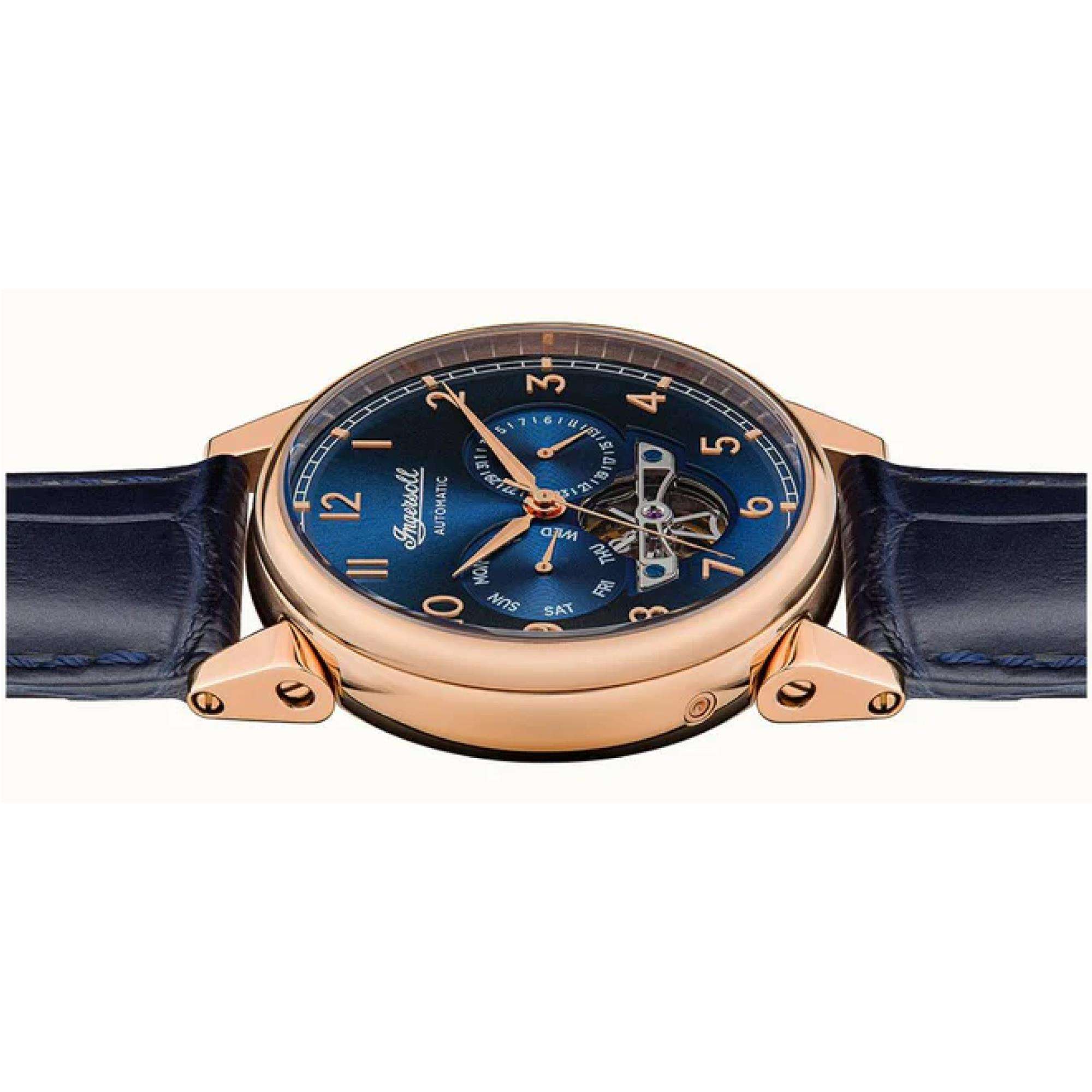 Ingersoll The Swing 1892 Gents Automatic Watch Blue Dial Blue Leather Strap I12702 - Image 5