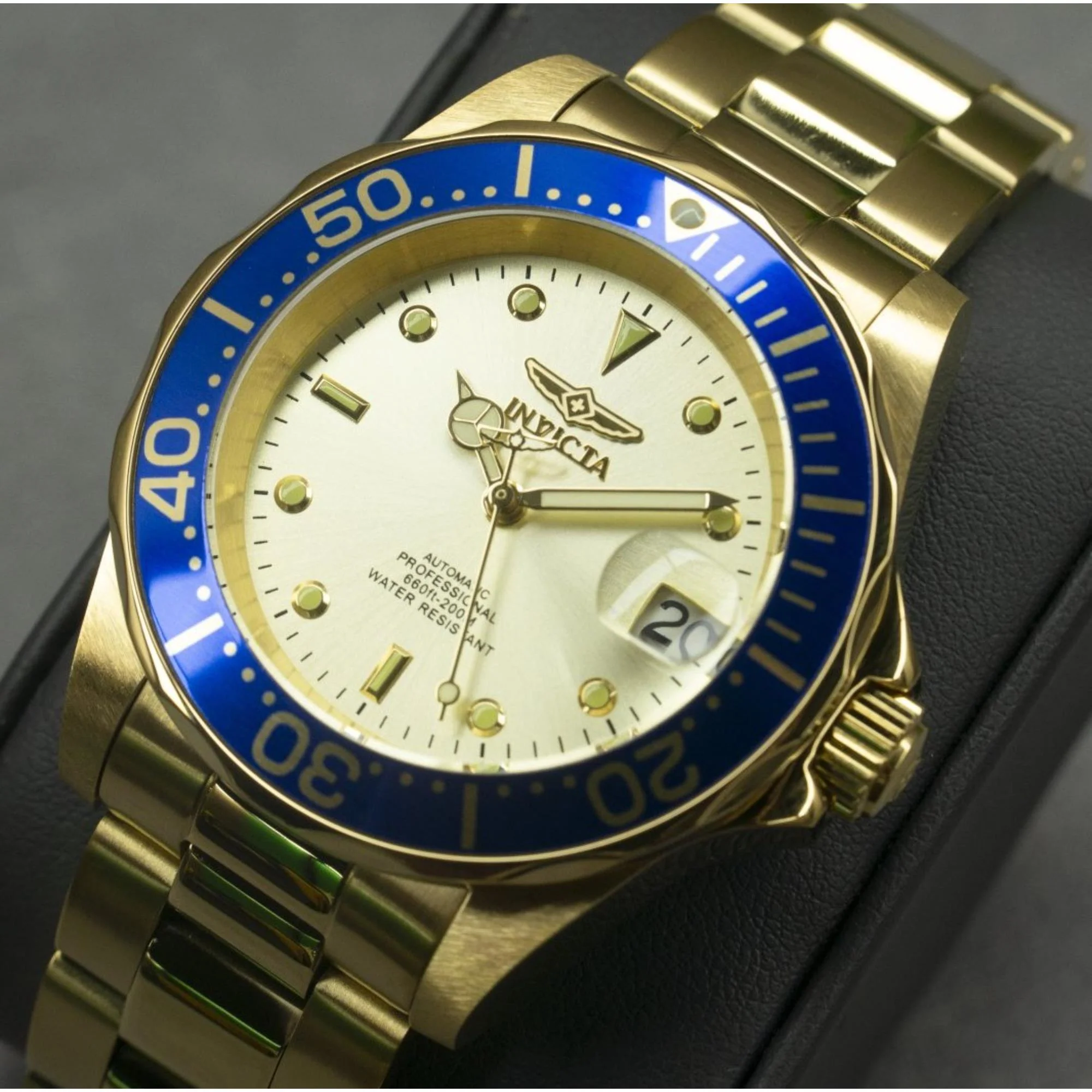 Invicta Pro Diver Automatic Champagne Dial Steel Strap Men's Watch 9743 - Image 2