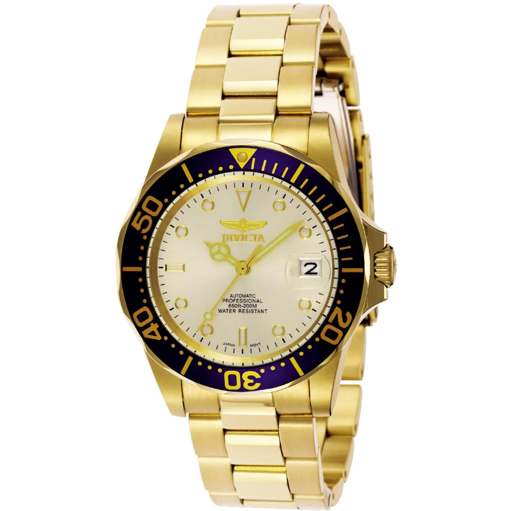 Invicta Pro Diver Automatic Champagne Dial Steel Strap Men's Watch 9743 - Image 9