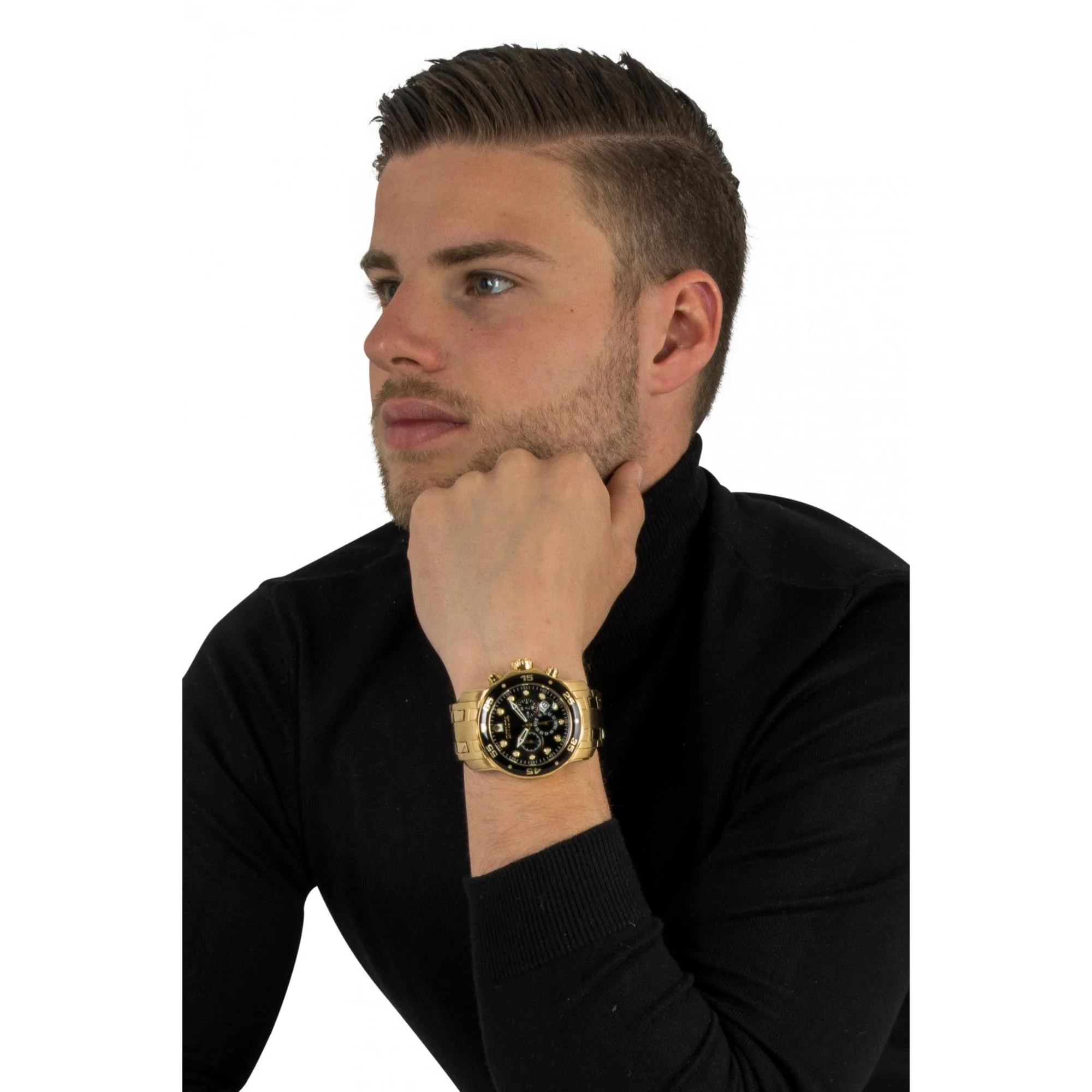 Invicta Pro Diver Scuba Quartz Chronograph Black Dial Steel Strap Men's Watch 0072 - Image 17