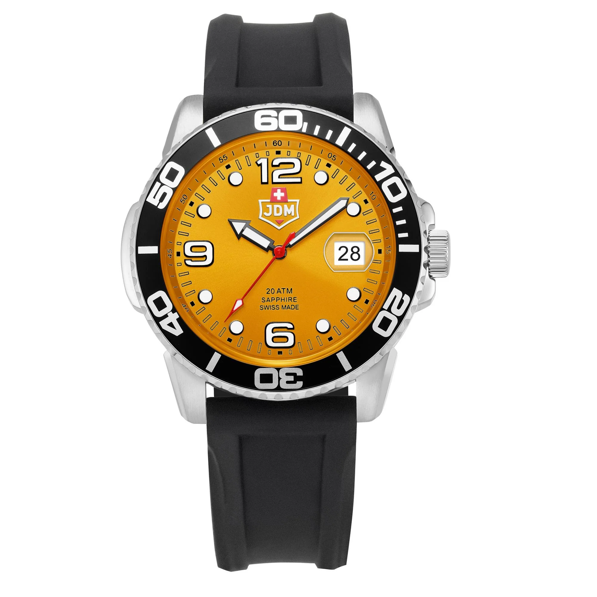 JDM Military Mike Boxed Set Orange Dial Steel Bracelet with additional Black Silicone Strap Men's Watch JDM-WG020-02 - Image 5