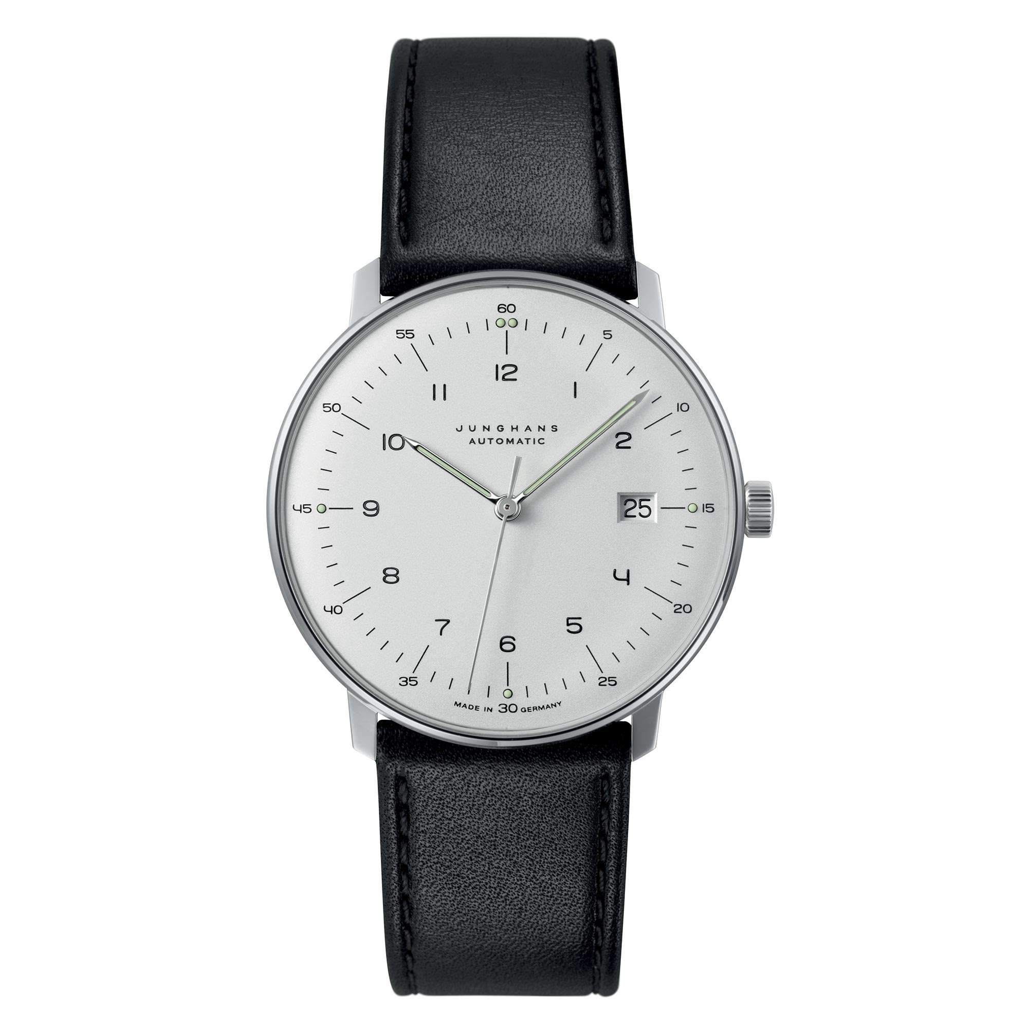 Junghans Max Bill Automatic 027/4700.02 Silver Dial Black Leather Strap Men's Watch