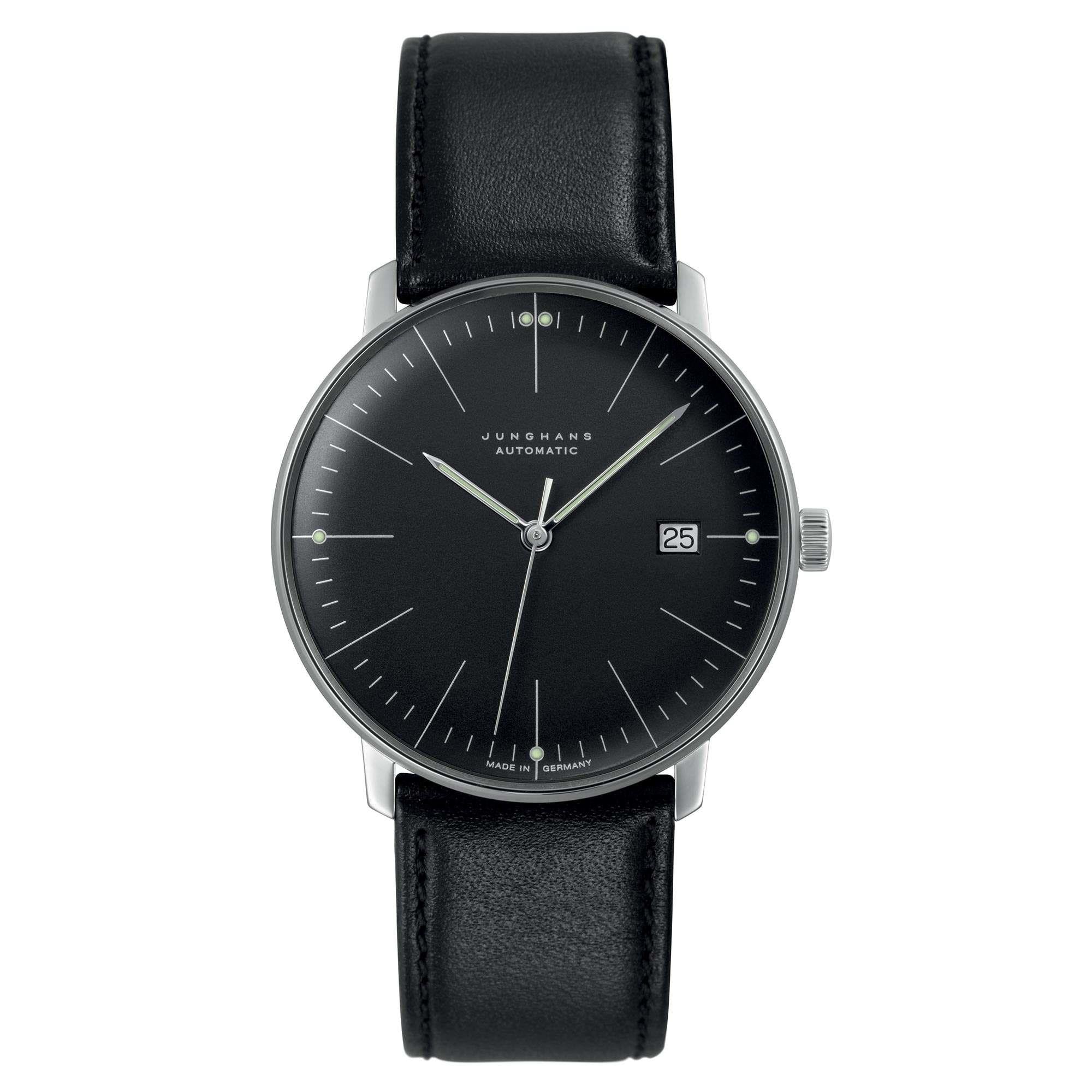 Junghans Max Bill Automatic 027/4701.02 Black Dial Leather Strap Men's Watch - Image 4