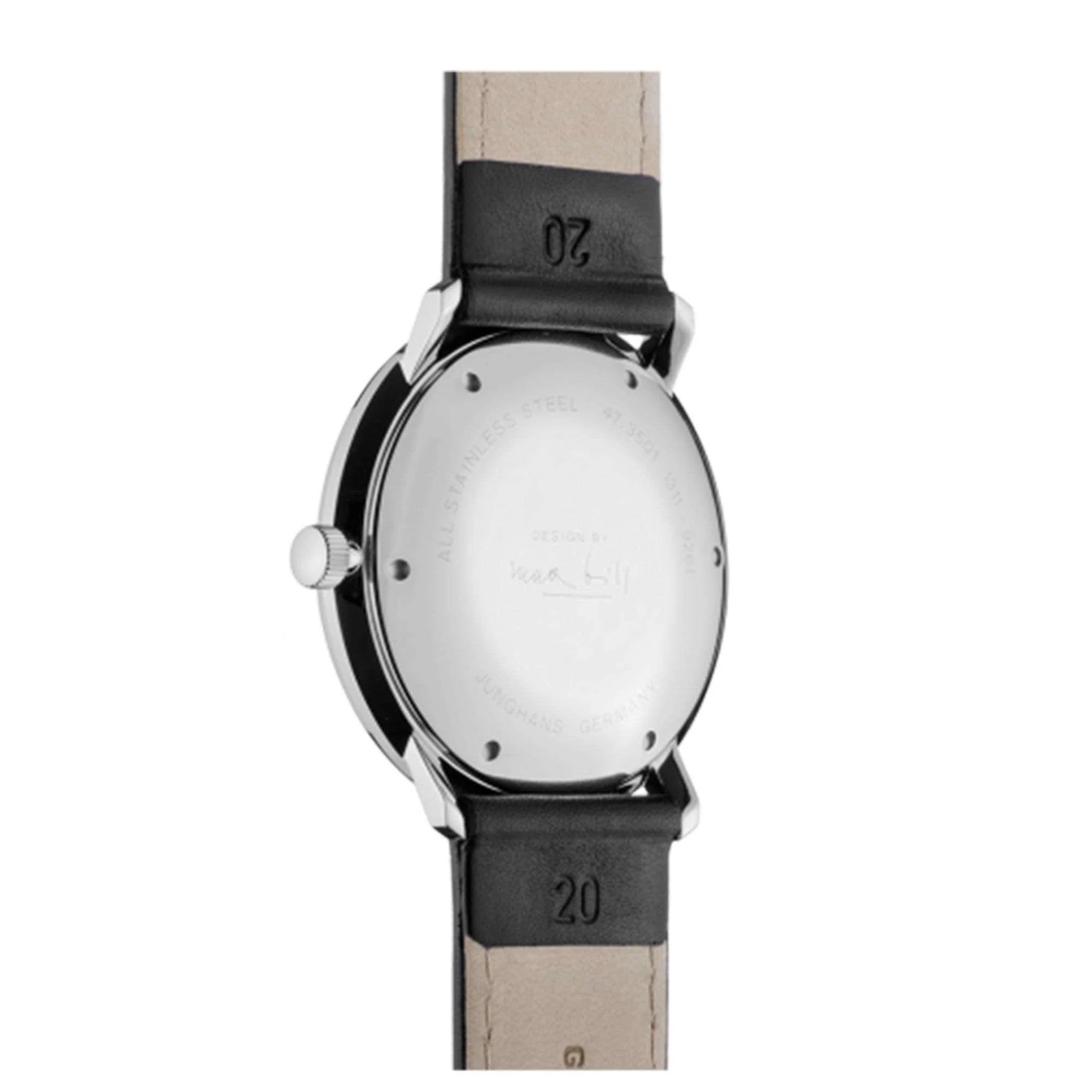 Junghans Max Bill Automatic 027/4701.02 Black Dial Leather Strap Men's Watch - Image 5