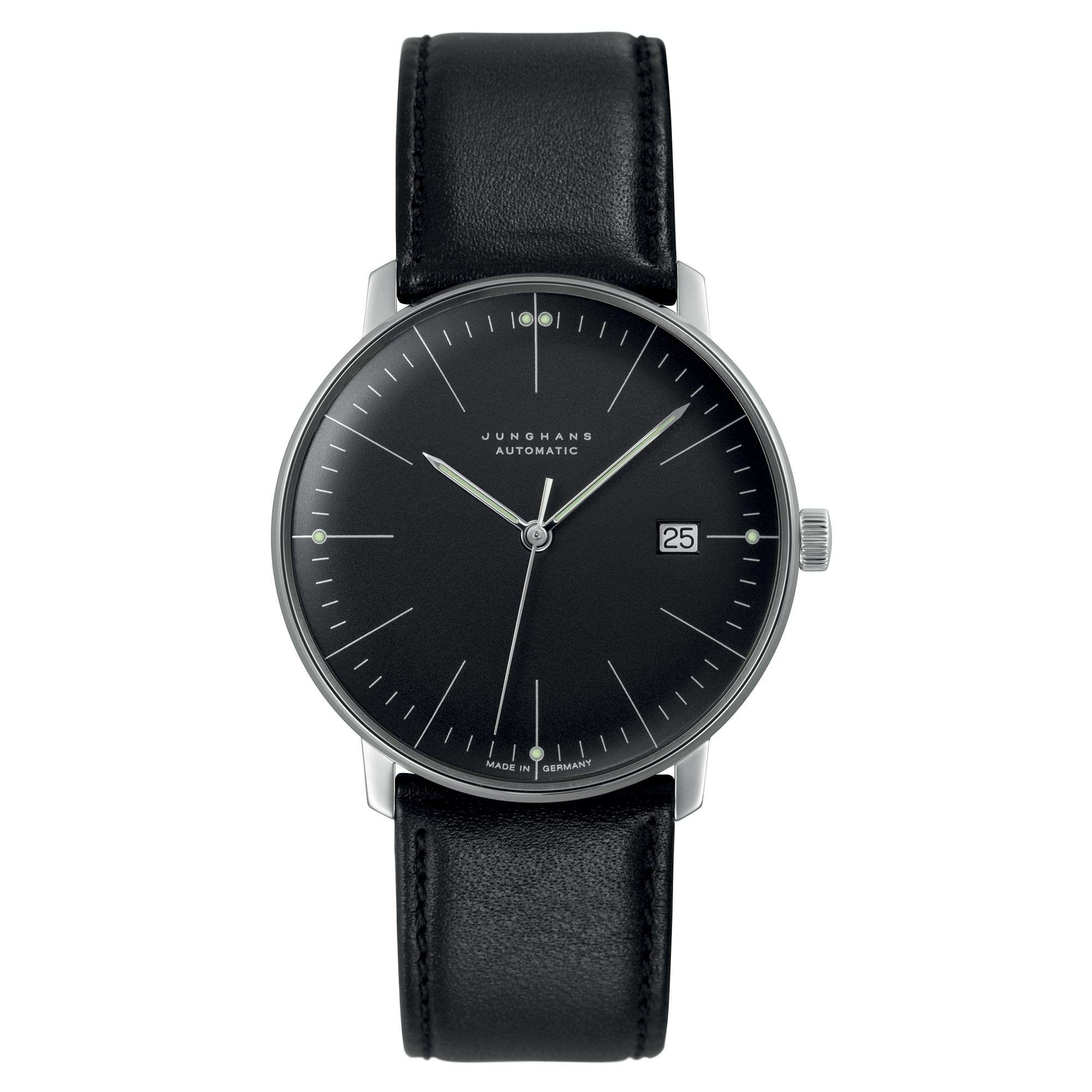 Junghans Max Bill Automatic 027/4701.02 Black Dial Leather Strap Men's Watch - Image 7