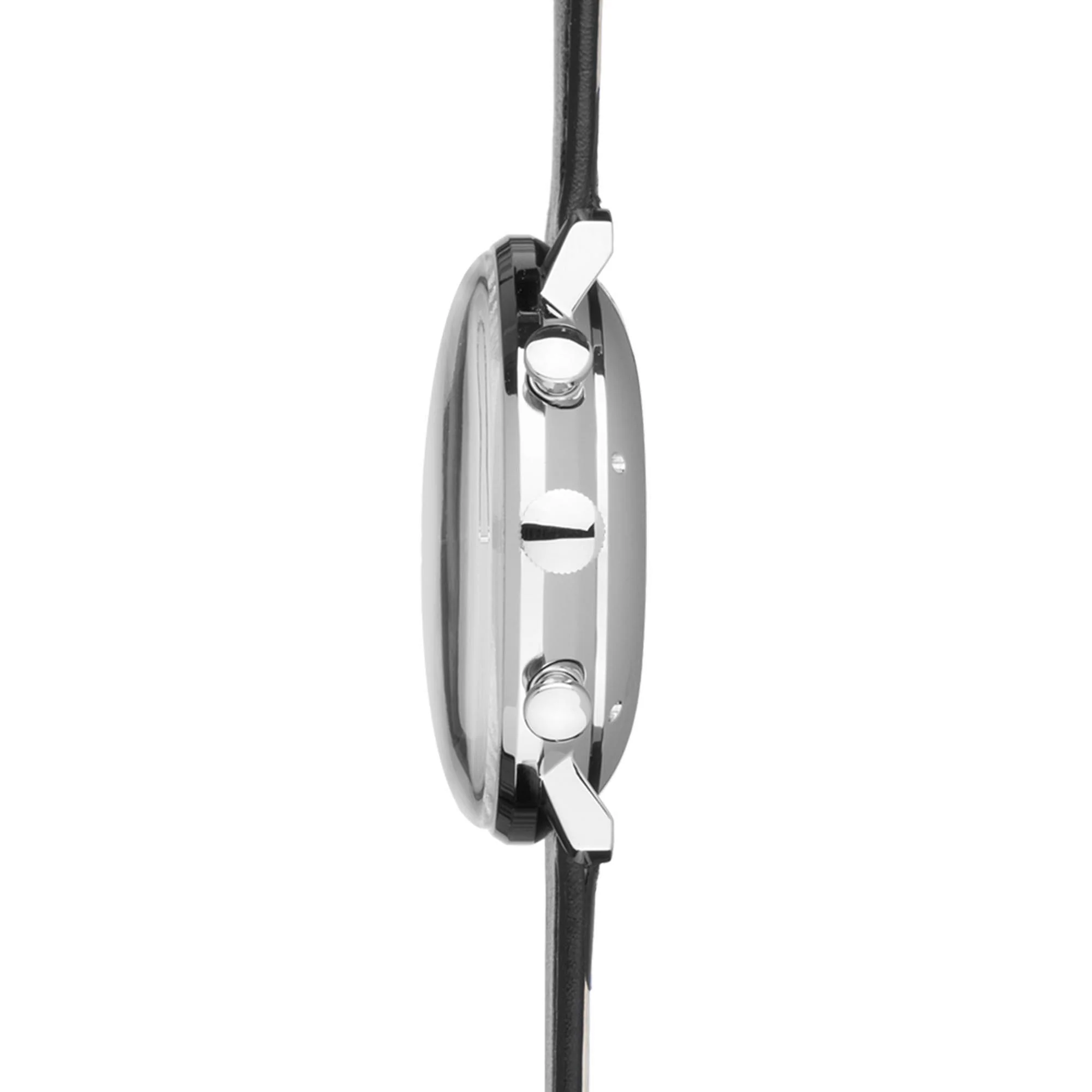 Junghans Max Bill Chronoscope Silver Dial Black Leather Strap Men's 27/4600.04 - Image 7