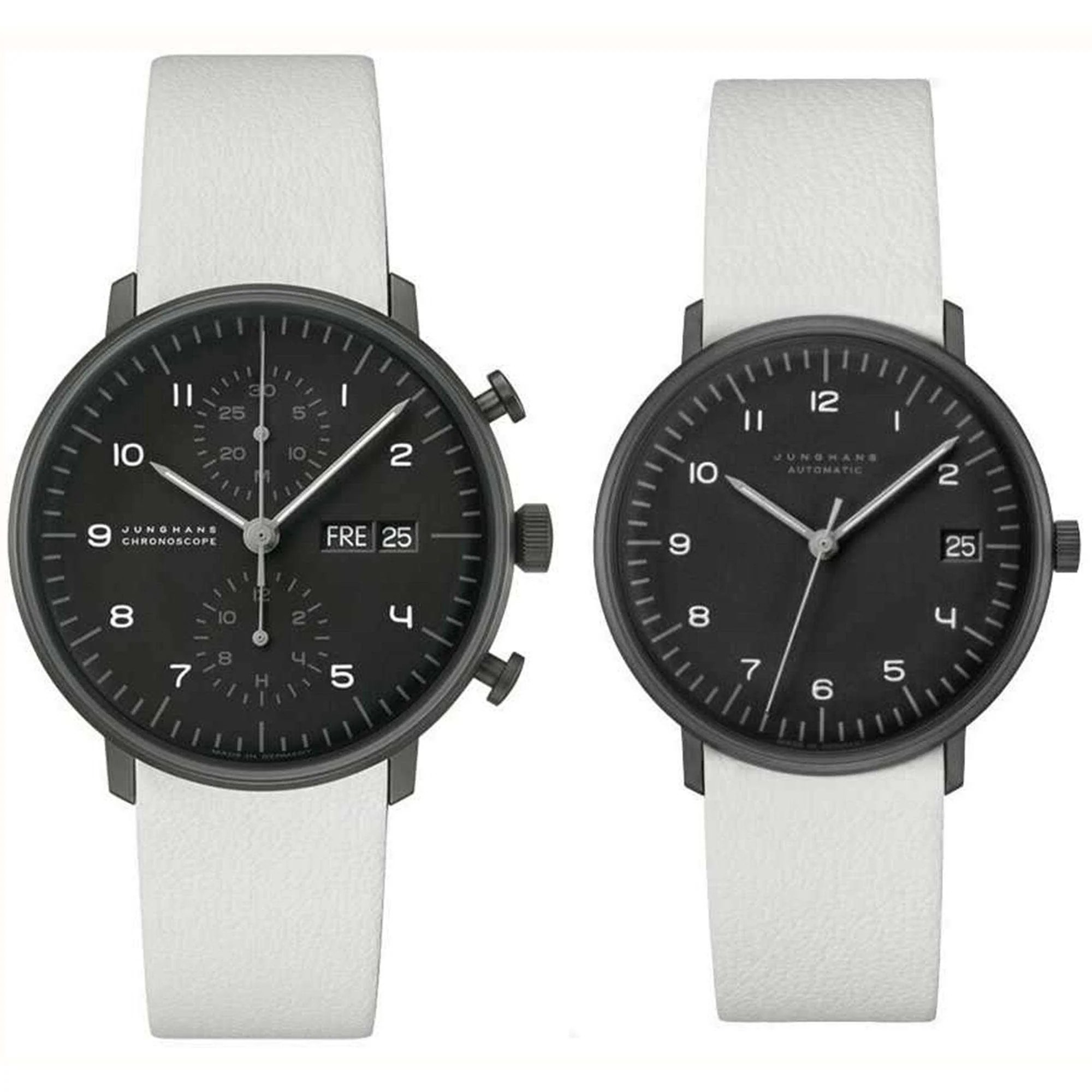 Junghans Max Bill Edition Set 2020 027/4018.03 Black Dial White Leather Strap Men's Watch - Image 11