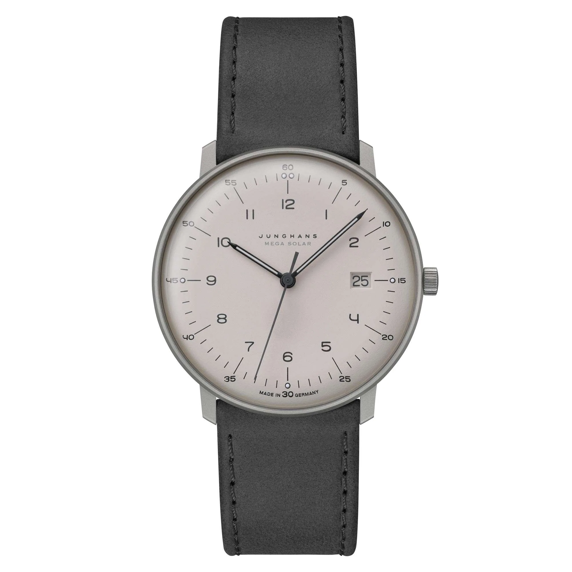 Junghans Max Bill MEGA Solar 059/2023.04 Grey Dial Leather Strap Men's Watch