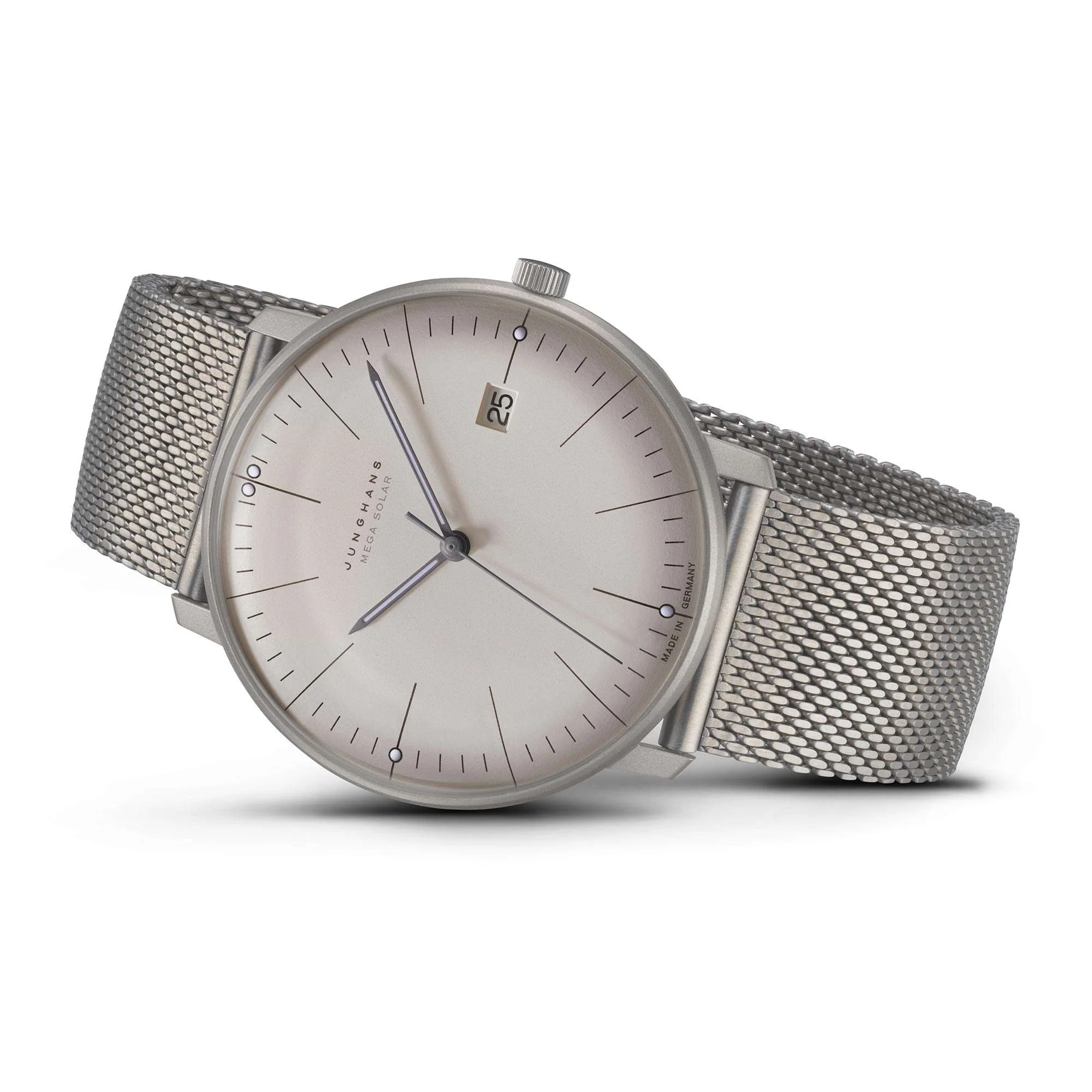 Junghans Max Bill Mega Solar Power 059/2022.48 Silver Dial Silver Milanese Strap Men's Watch - Image 2