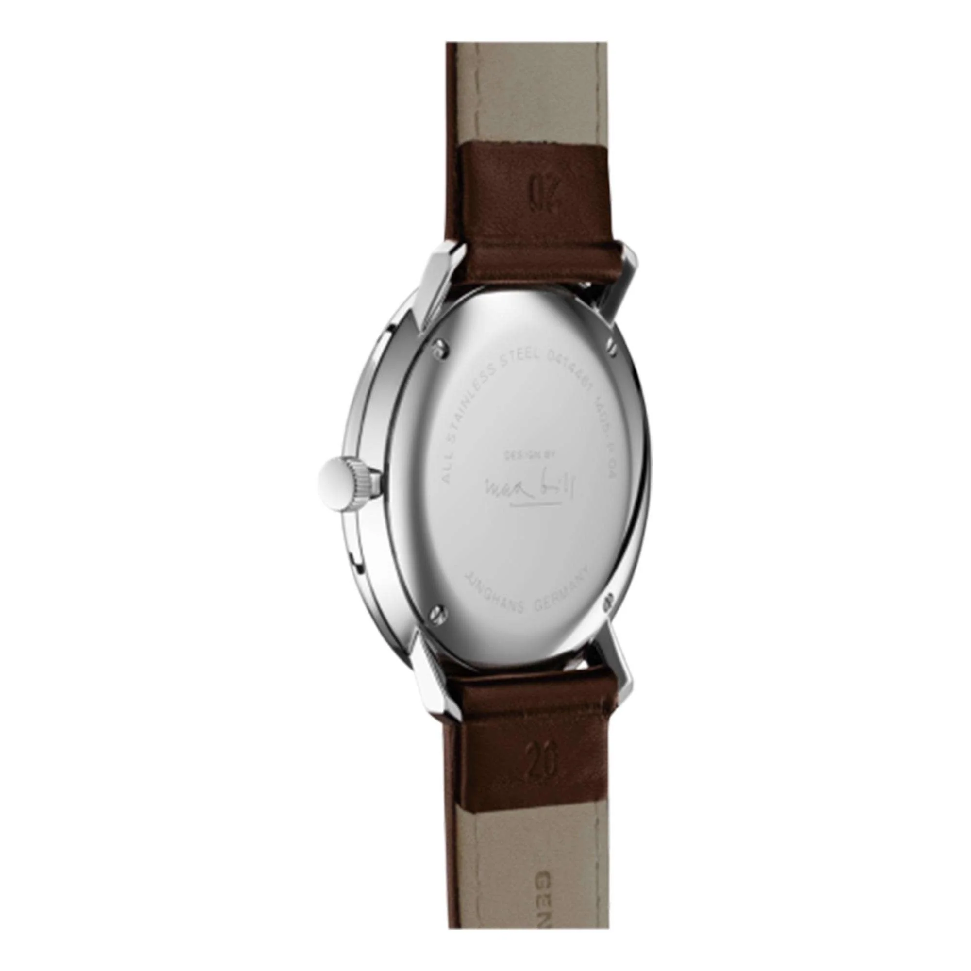 Junghans Max Bill Quartz 041/4461.04 Silver Dial Brown Leather Strap Men's Watch - Image 2