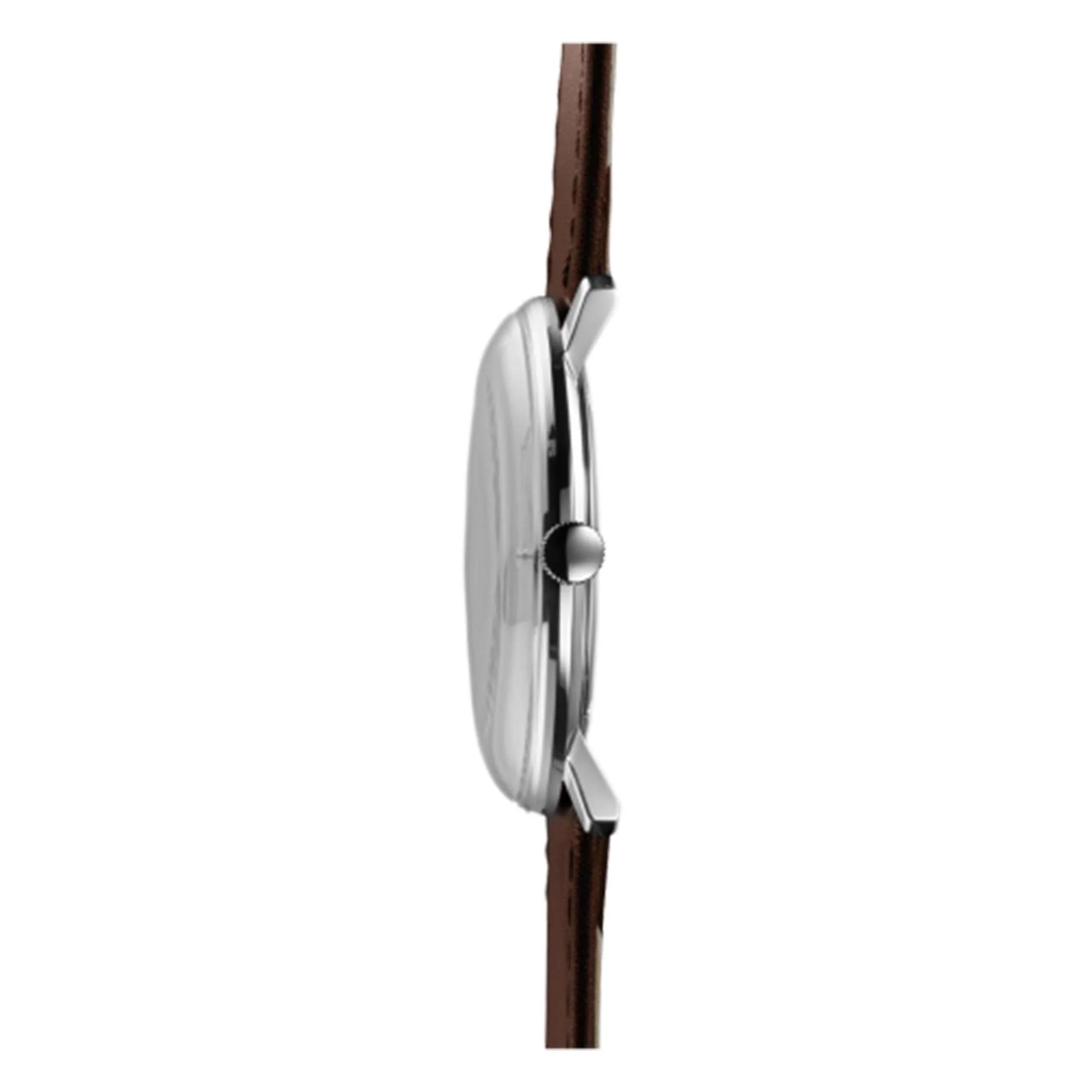 Junghans Max Bill Quartz 041/4461.04 Silver Dial Brown Leather Strap Men's Watch - Image 3