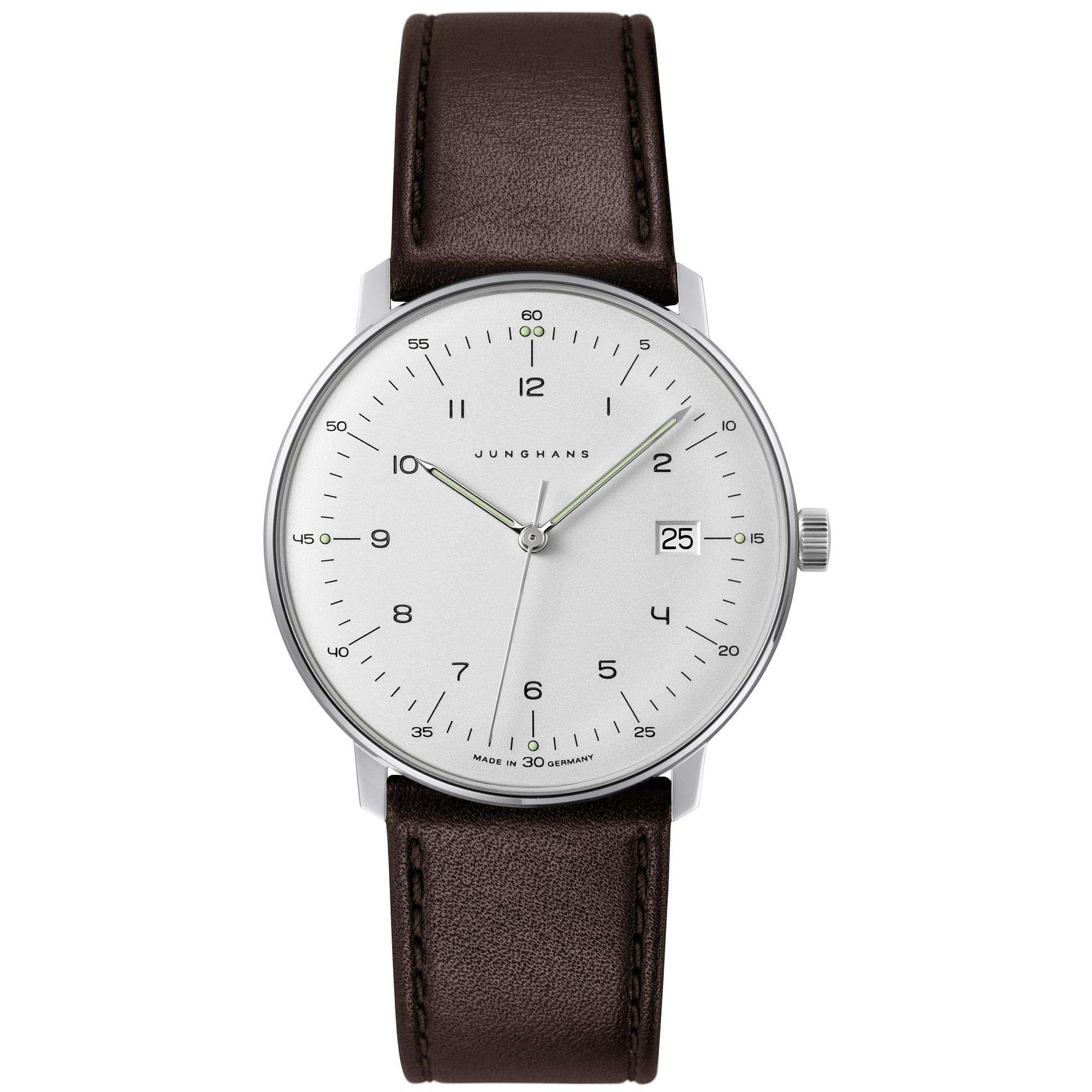 Junghans Max Bill Quartz 041/4461.04 Silver Dial Brown Leather Strap Men's Watch - Image 4