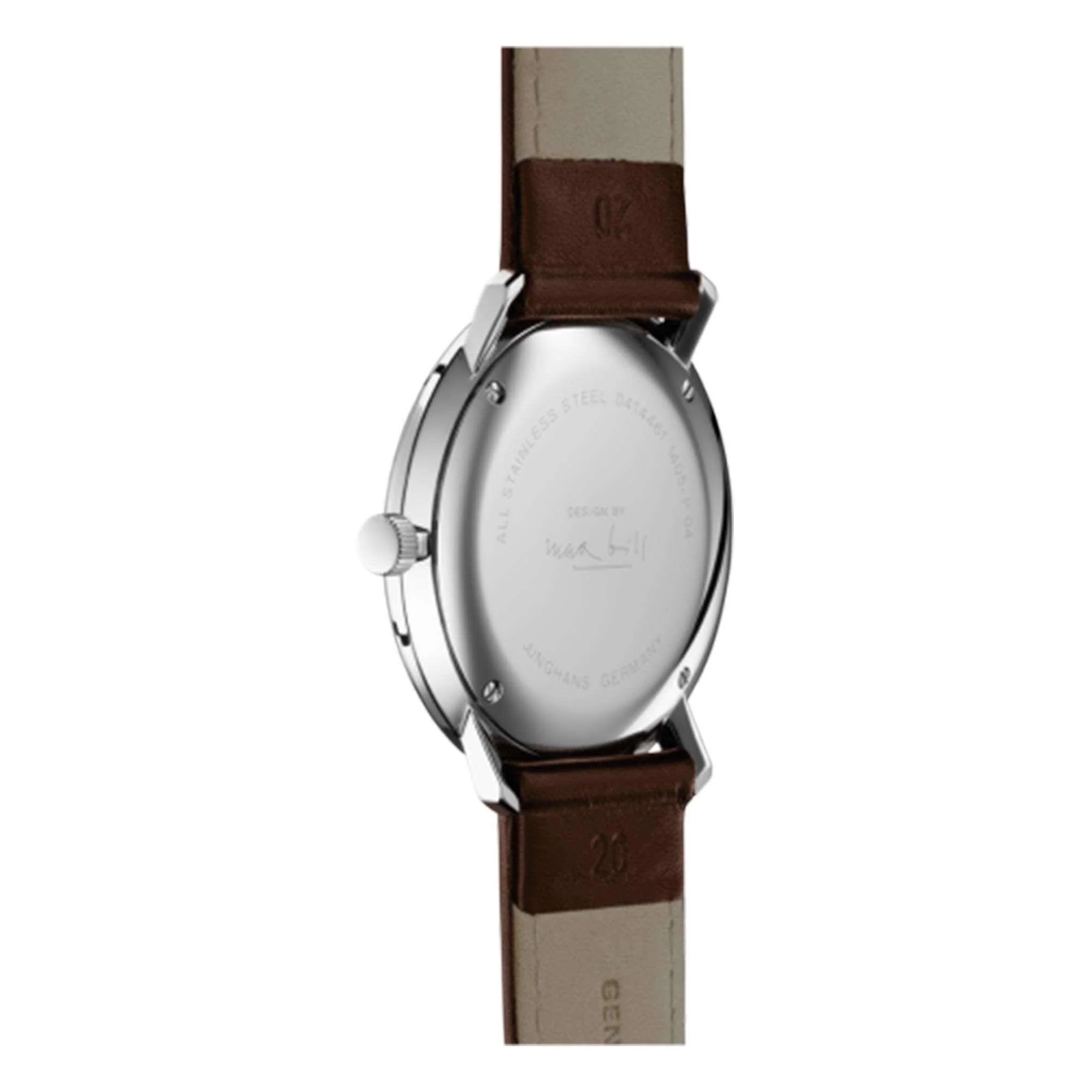 Junghans Max Bill Quartz 041/4461.04 Silver Dial Brown Leather Strap Men's Watch - Image 5
