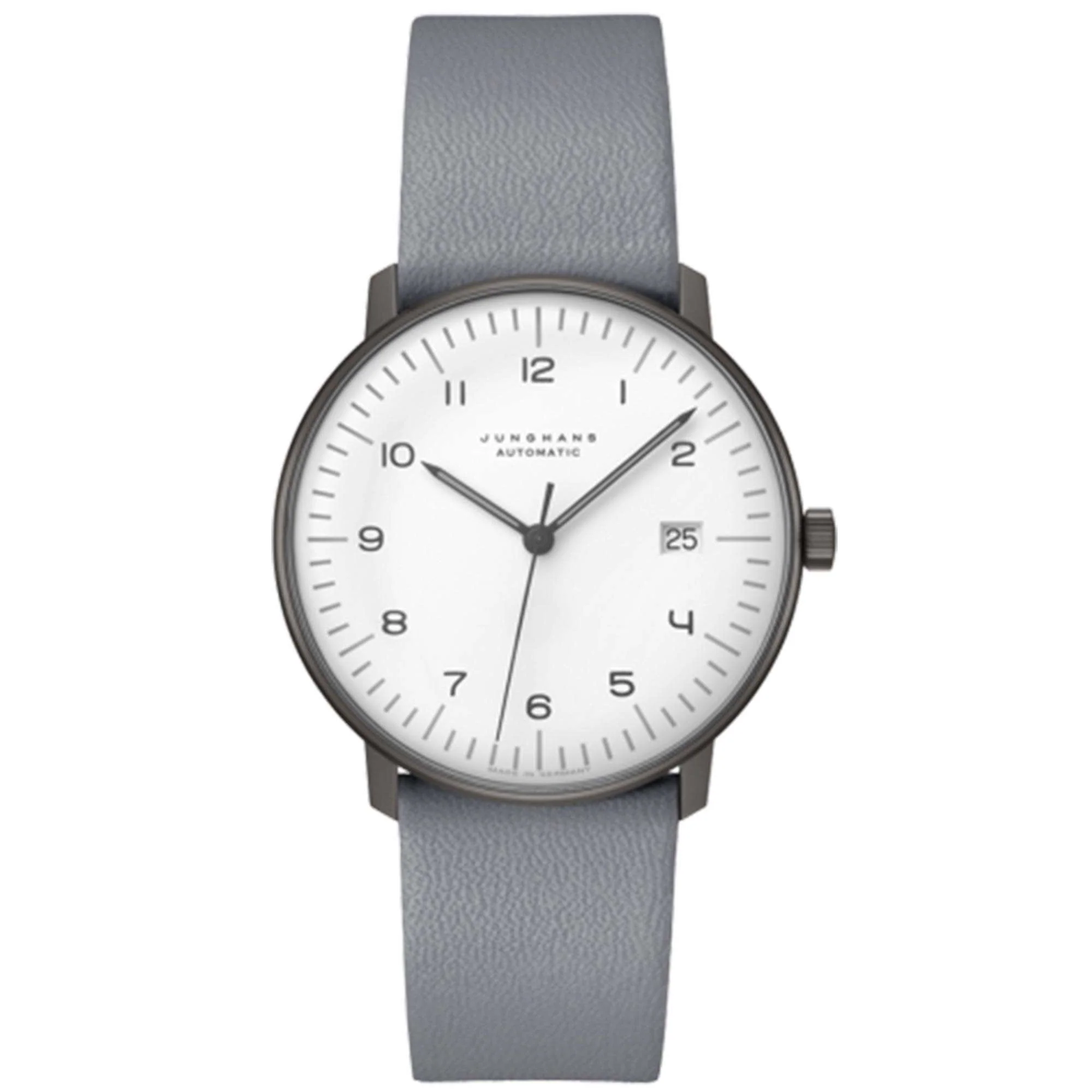 Junghans Max Bill Automatic White Dial Grey Leather Strap Men's Watch 027/4007.04