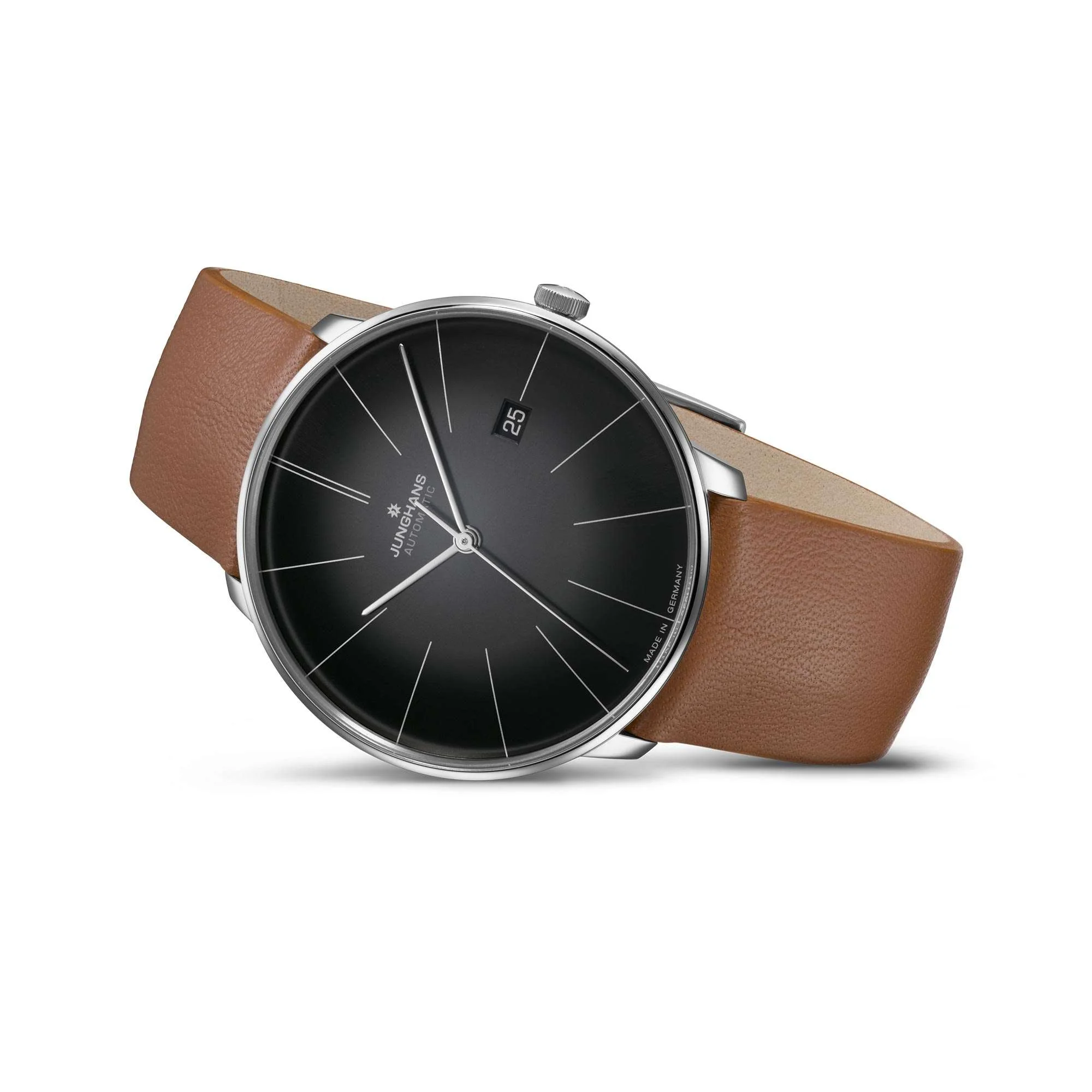 Junghans Meister Fein Automatic Black Dial Brown Leather Strap Mens Watch 27/4154.00 - Image 2