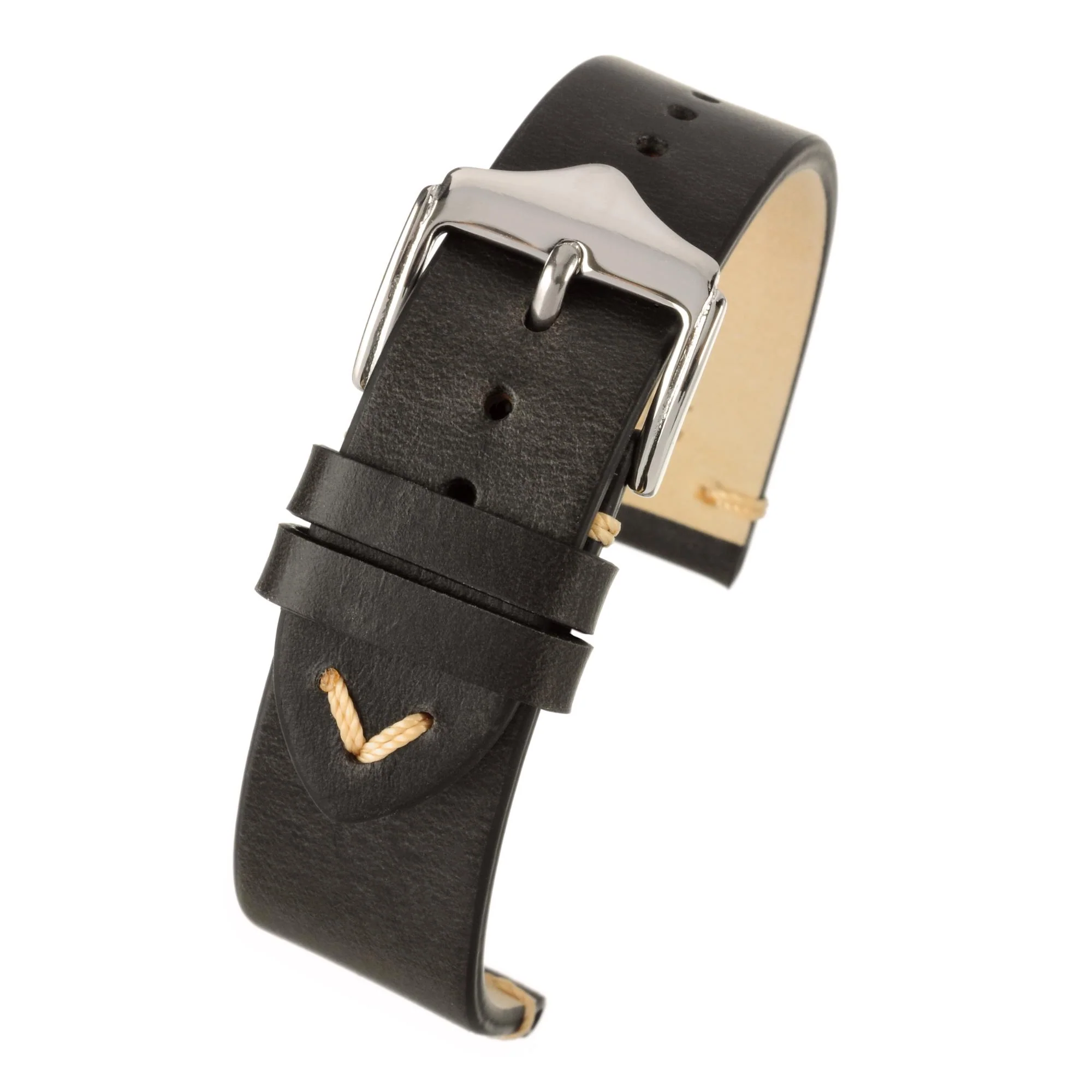 LBS Black Vintage Watch Strap WV100/20 - Image 2