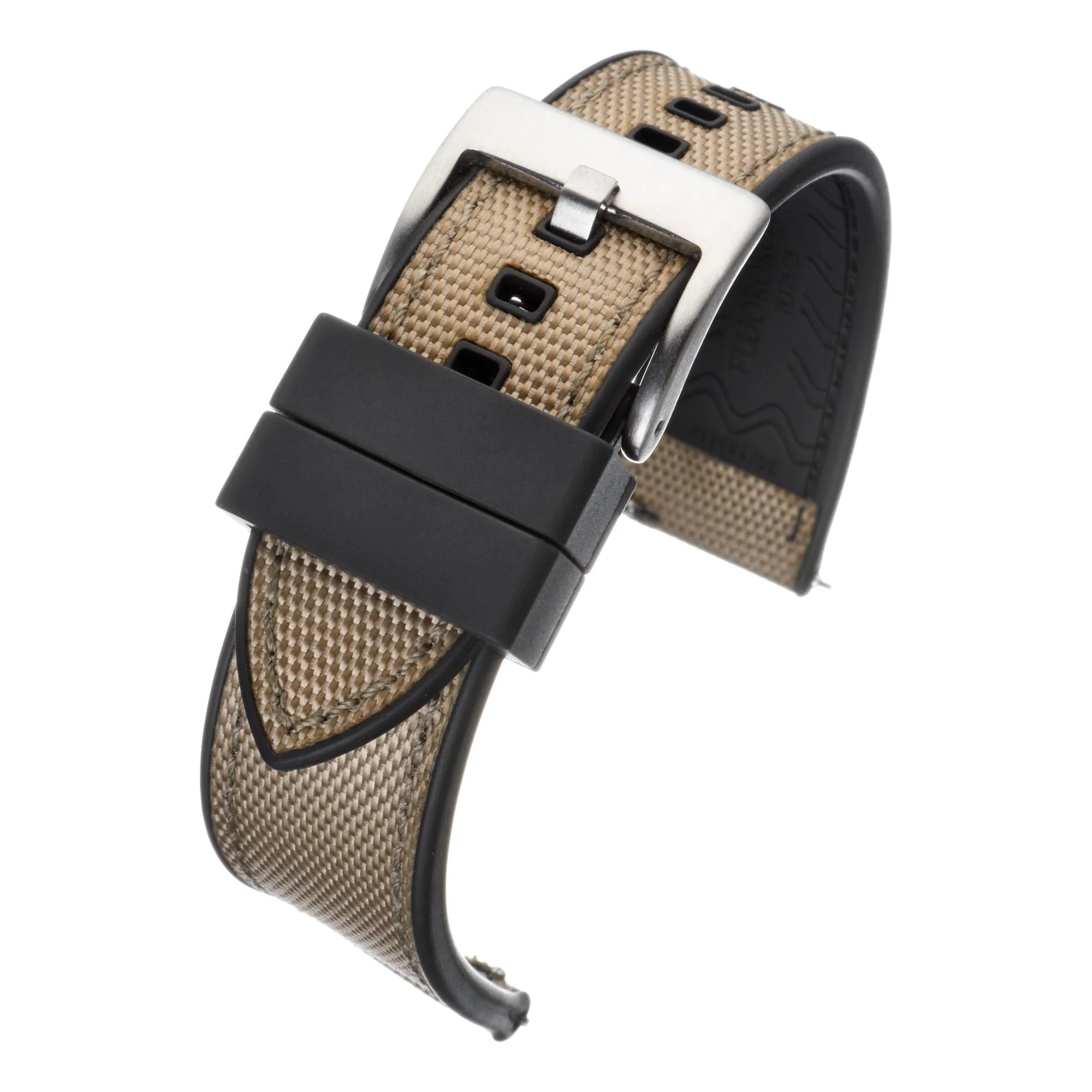 LBS Cream/Black Premium Sailcloth Hybrid Men's Watch Strap WS200/20 - Image 3