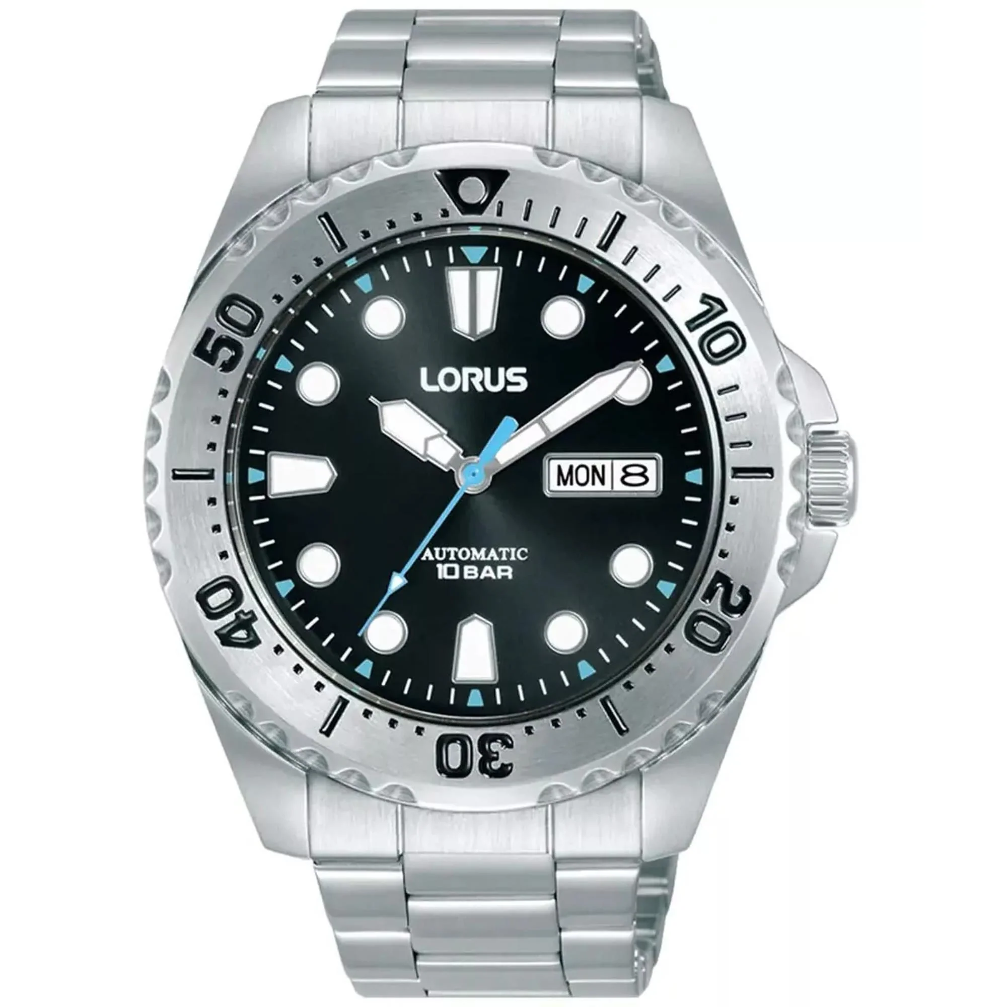 Lorus Automatic Men's Black Dial Stainless Steel Bracelet Watch RL471BX9 - Image 2