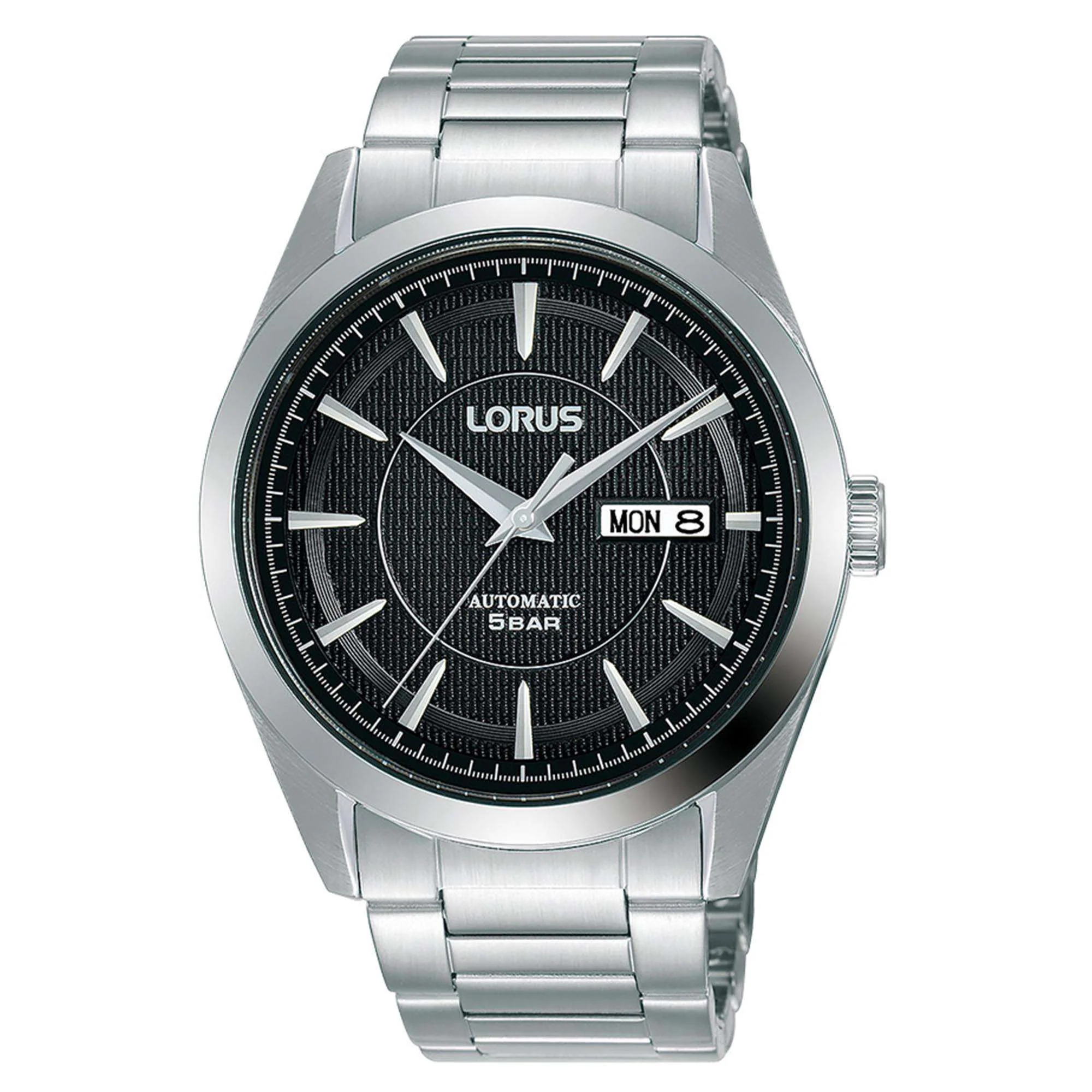 Lorus Classic Automatic Black Dial Stainless Steel Bracelet Men's Watch RL441AX9