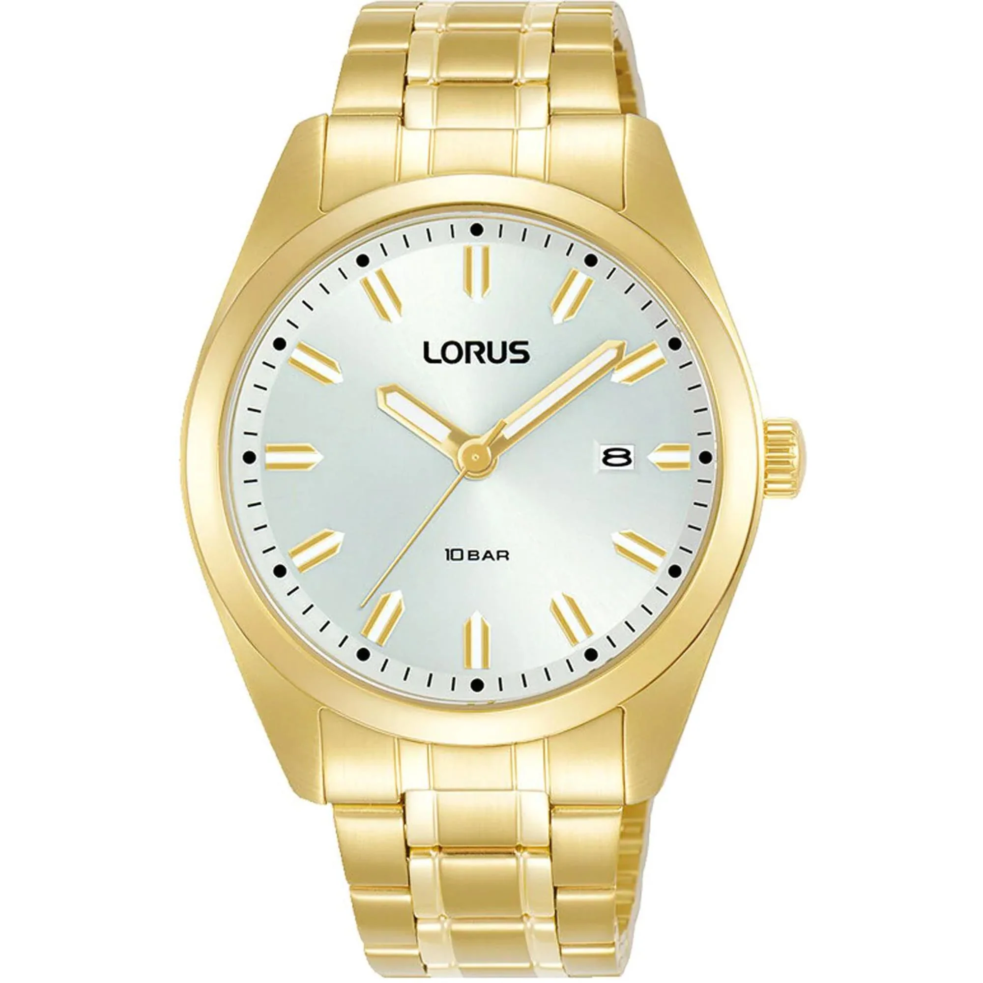 Lorus Sports Date Silver Sunray Dial Gold PVD Stainless Steel Men's Watch RH982PX9 - Image 3