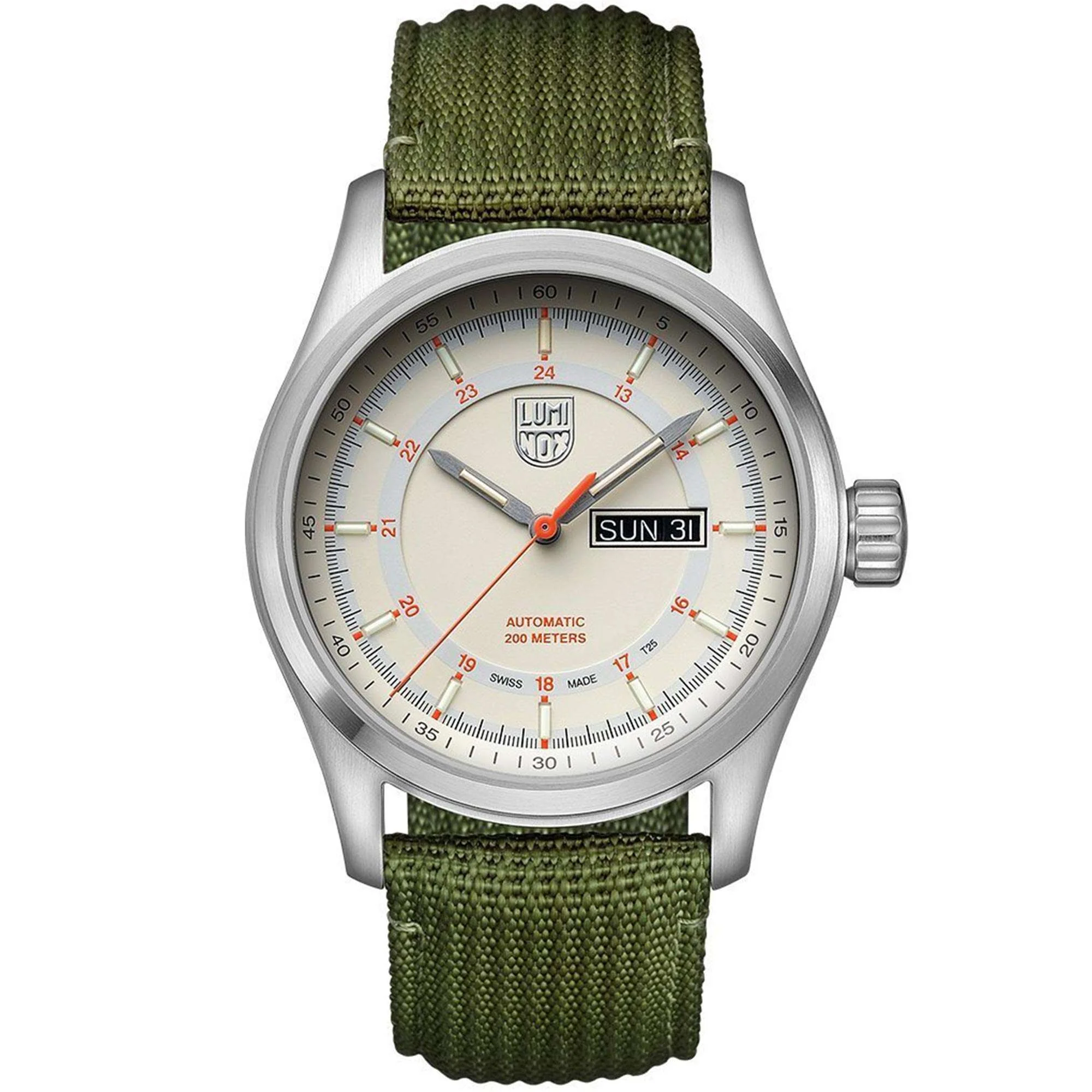 Luminox Atacama Field Cream Dial Green Nylon Nato Strap Automatic Mens Watch XL.1907.NF - Image 6
