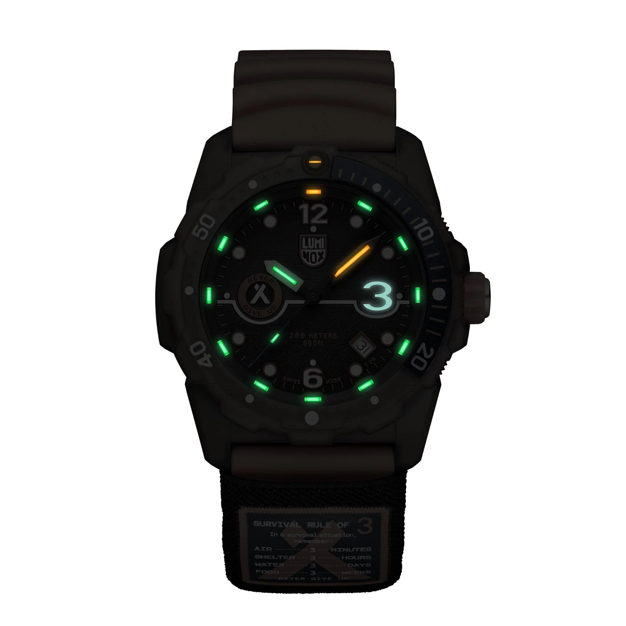 Luminox Bear Grylls Survival Rule of 3 3720 ECO Series Black Dial Rubber Strap Men's Watch XB.3729.ECO - Image 4