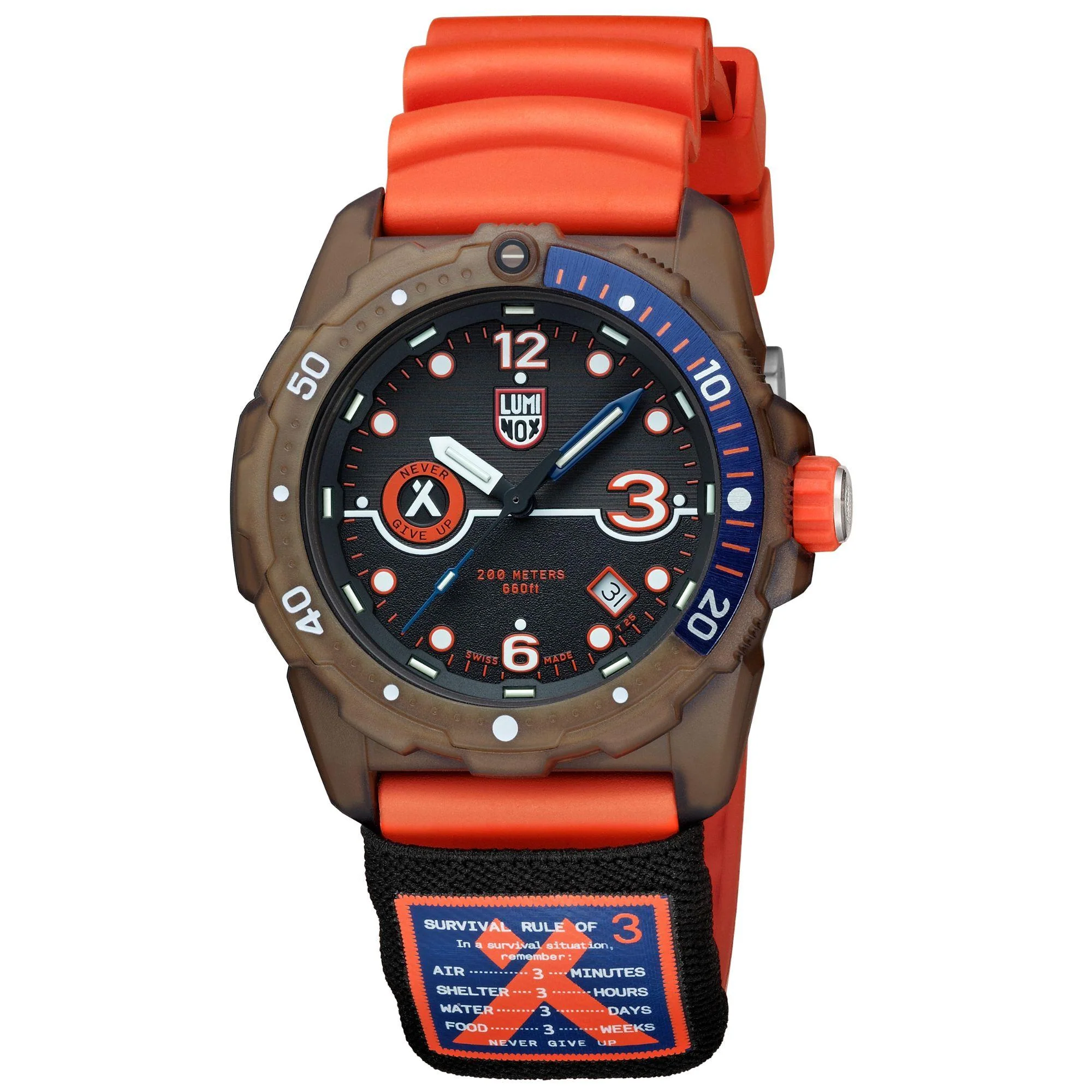 Luminox Bear Grylls Survival Rule of 3 3720 ECO Series Black Dial Rubber Strap Men's Watch XB.3729.ECO - Image 8