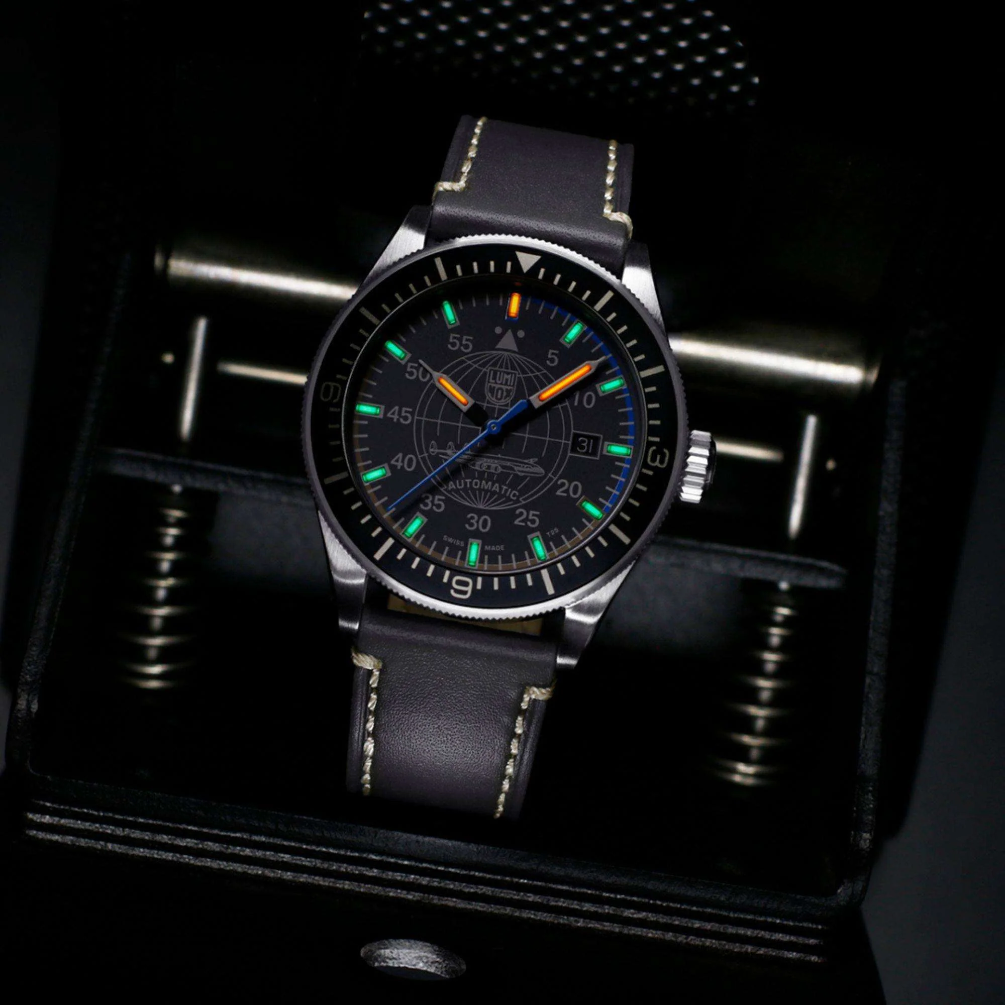 Luminox Air Automatic Constellation 9600 Series Grey Dial Leather Strap Men's Watch XA.9602 - Image 9