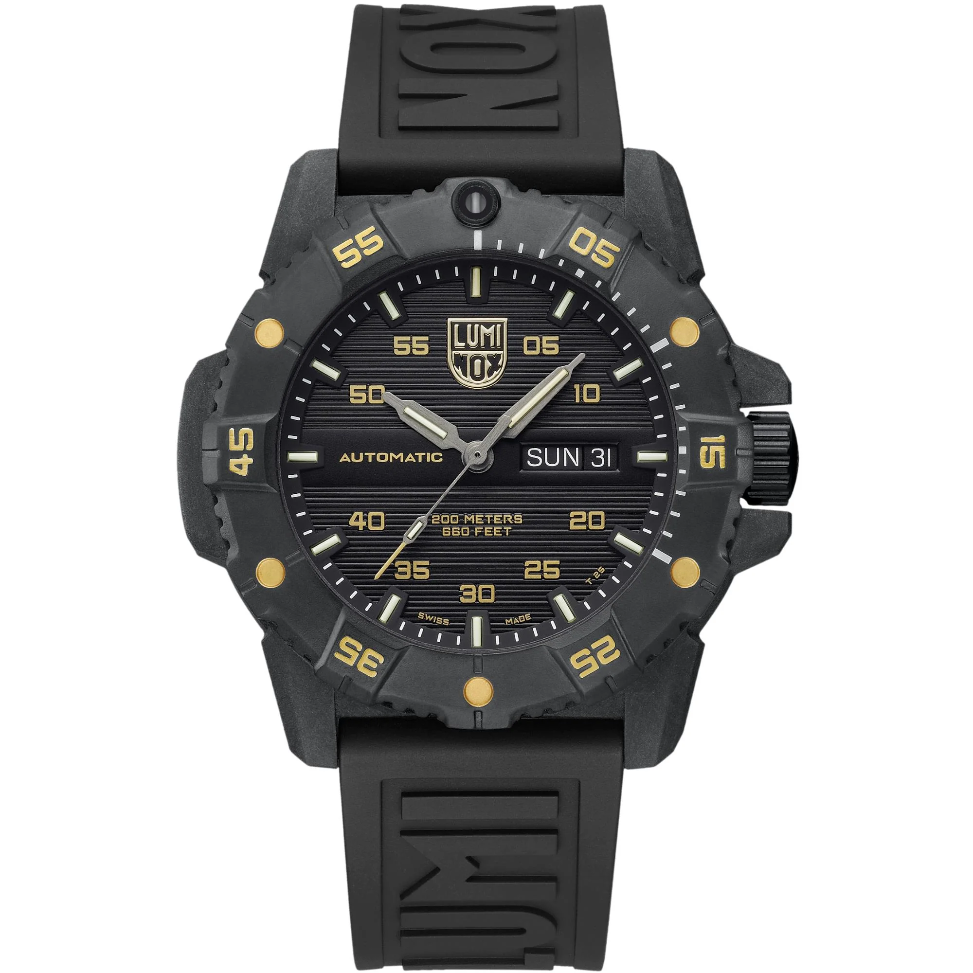 Luminox Master Carbon Seal Automatic Gold Accent Black Dial Men’s Watch XS.3865.GOLD