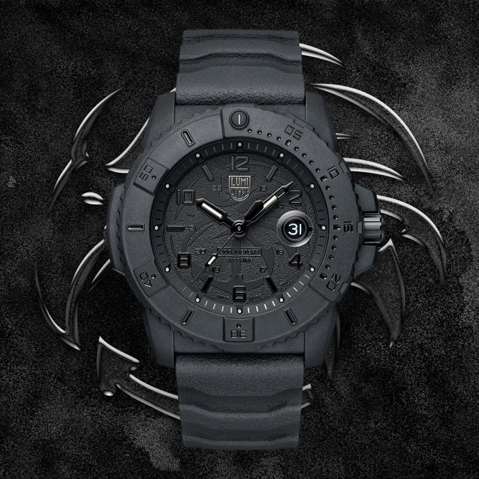 Luminox Navy Seal Foundation BlackOut Black Dial Rubber Strap Men's Watch XS.3601.BO.NSF - Image 6