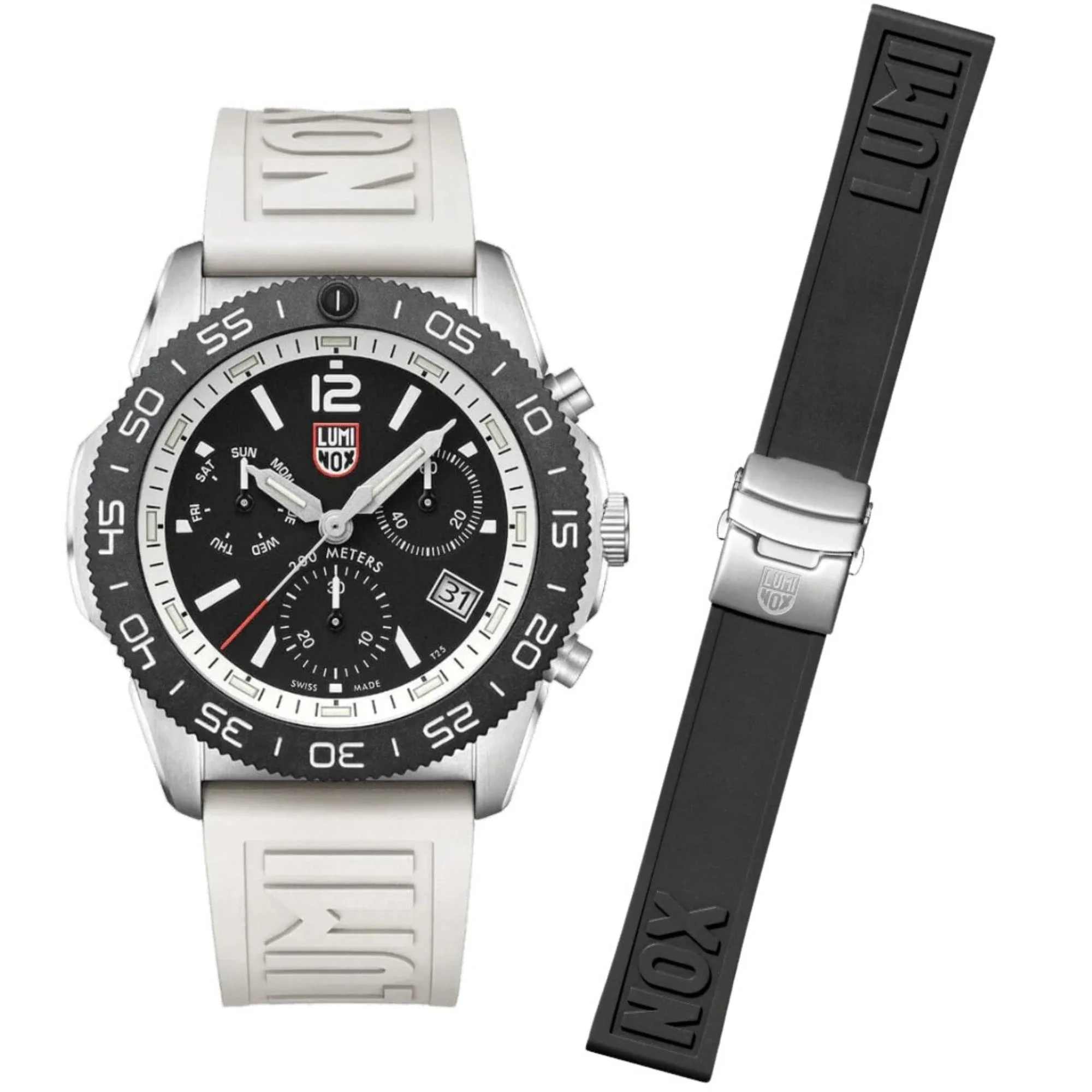 Luminox Pacific Diver Chronograph Quartz Black Dial Rubber Strap Men's Watch XS.3141.SET