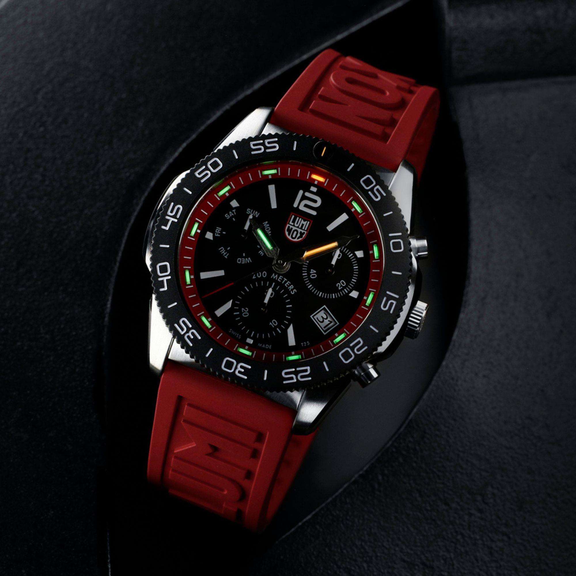 Luminox Pacific Diver Chronograph Red Rubber Strap Men's Watch XS.3155 - Image 9