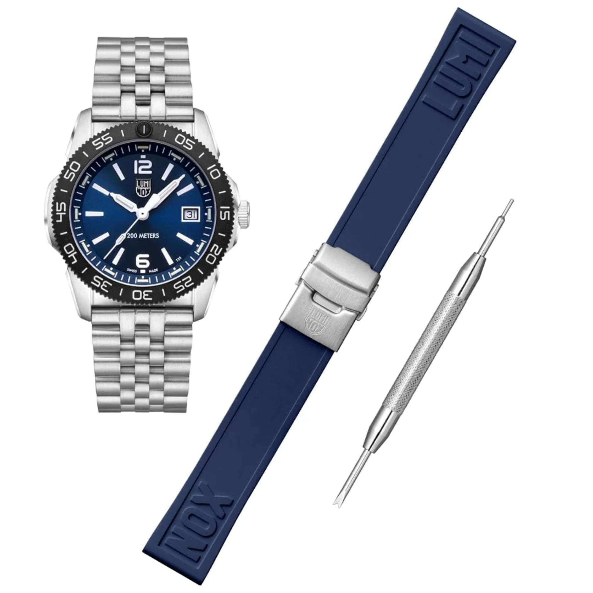 Luminox Pacific Diver Ripple Collection Quartz Blue Dial Stainless Steel Strap Unisex Watch XS.3123M.SET - Image 8