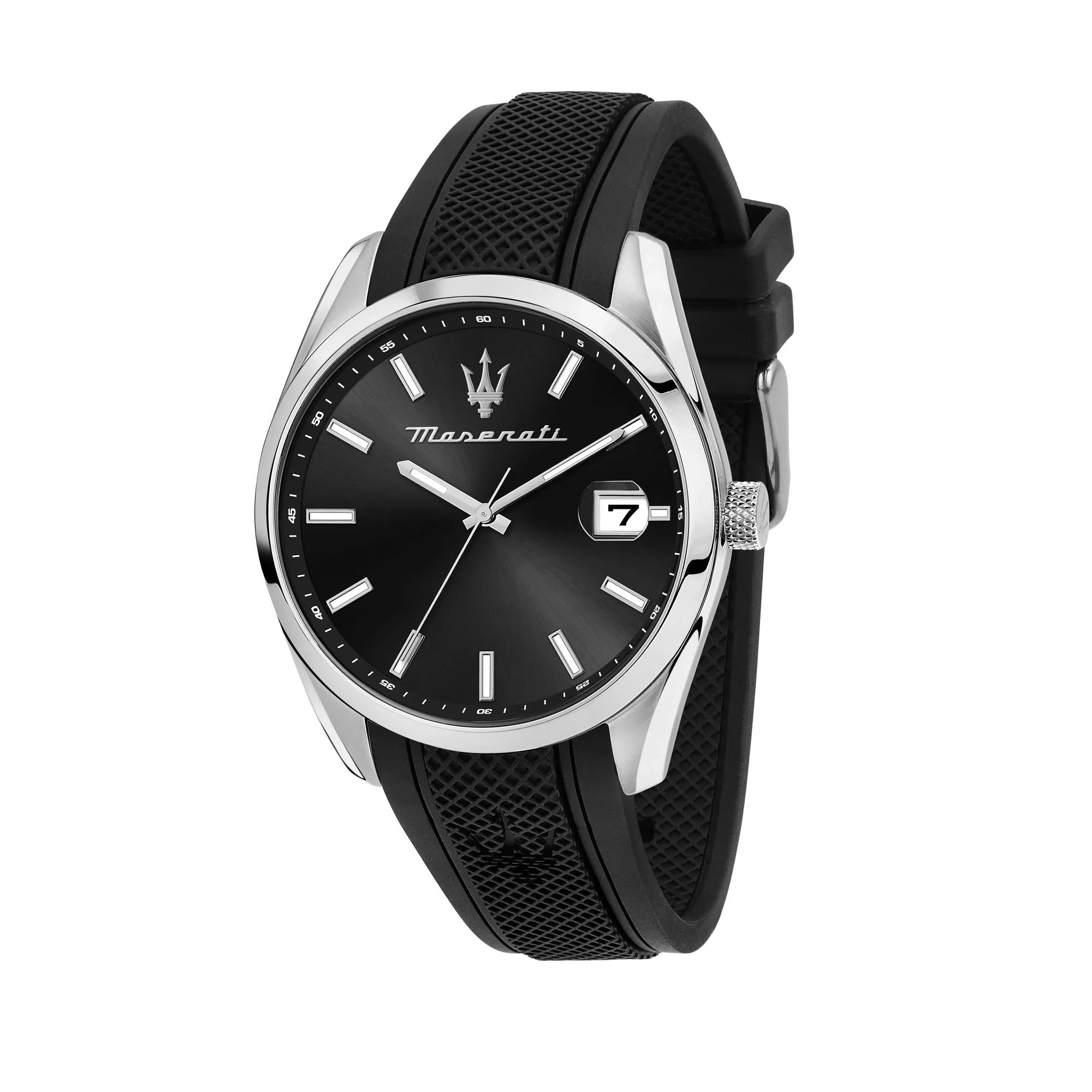 Maserati Attrazione Quartz Black Dial Black Silicone Strap Men's Watch R8851151004 - Image 8