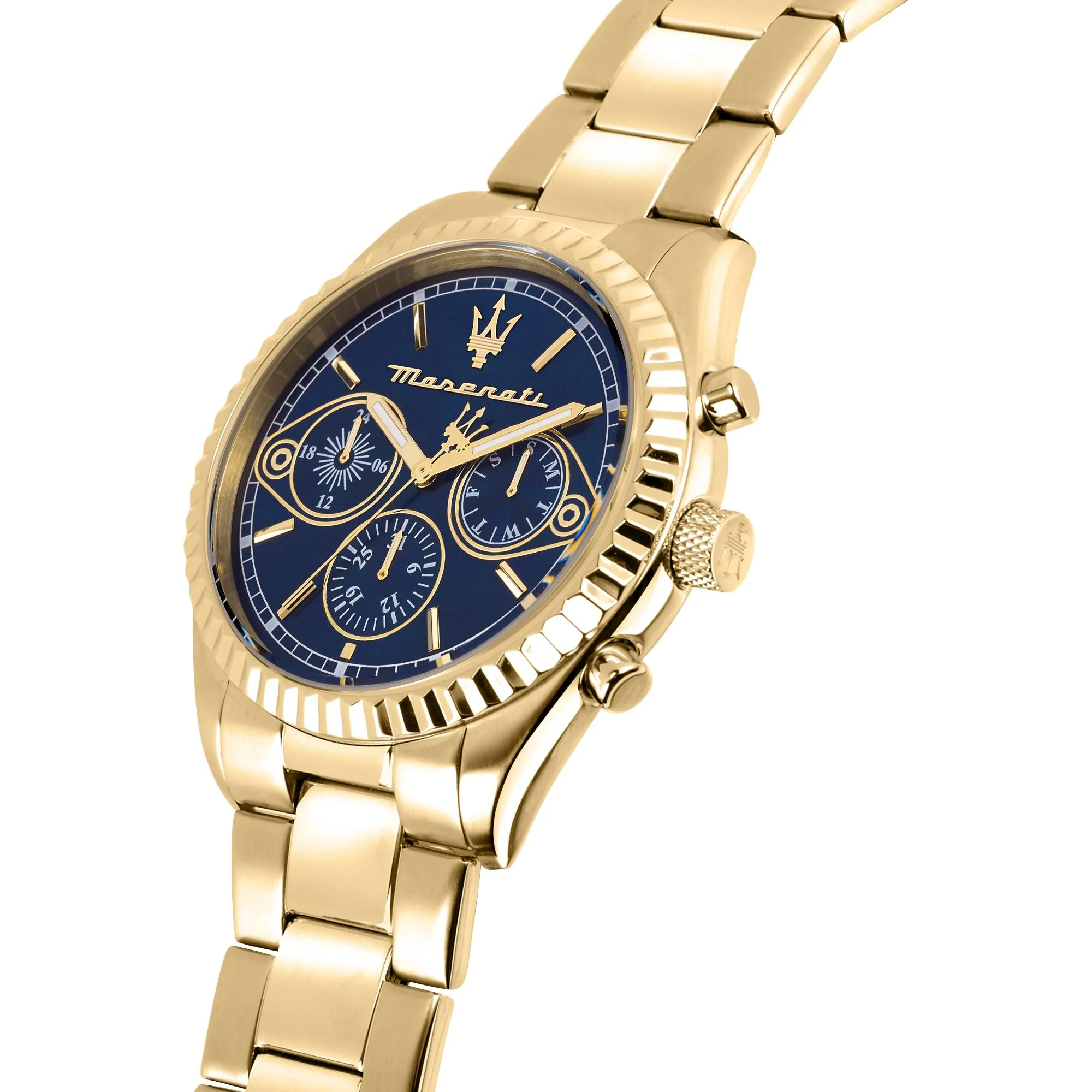 Maserati Competizione Quartz Blue Chronograph Dial Gold PVD Steel Bracelet Men's Watch R8853100026 - Image 5