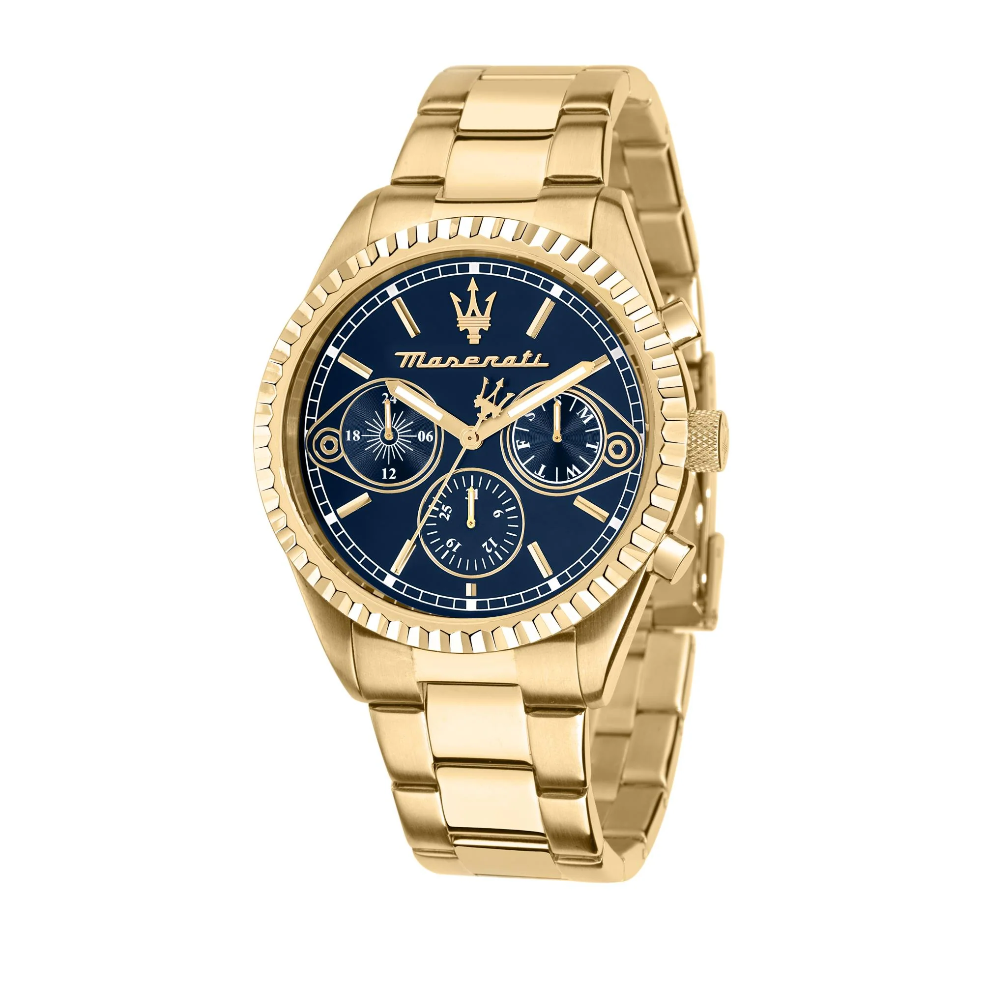 Maserati Competizione Quartz Blue Chronograph Dial Gold PVD Steel Bracelet Men's Watch R8853100026 - Image 8