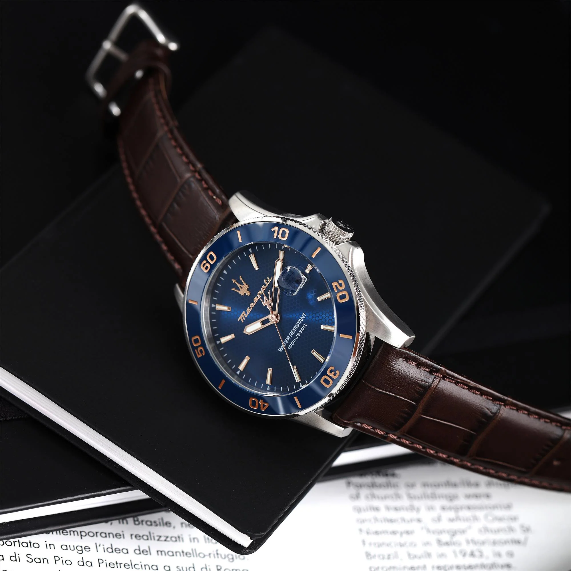 Maserati Competizione Quartz Blue Dial Leather Strap Men’s Watch R8851100004 - Image 6