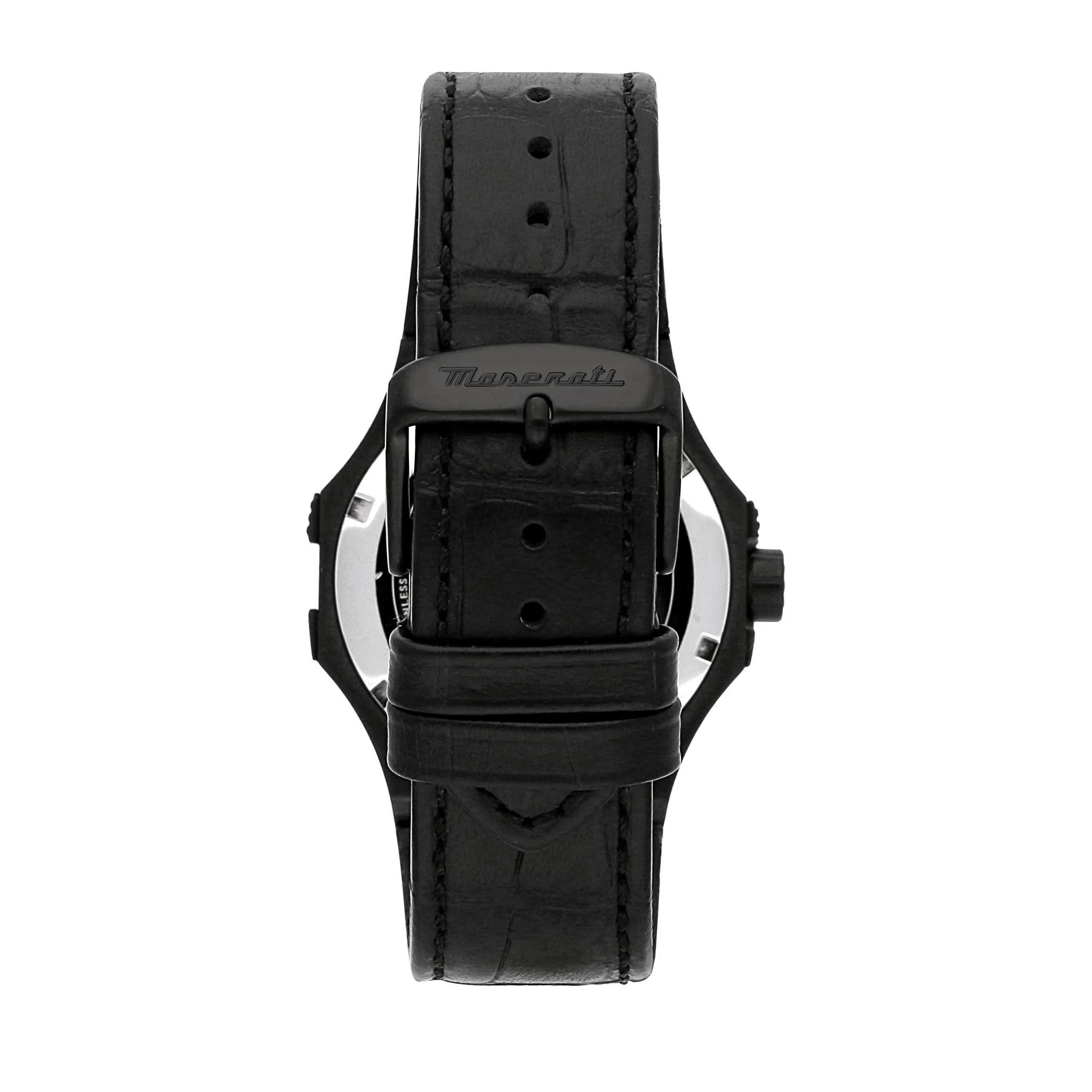 Maserati Potenza Quartz Skeleton Dial Black Leather Strap Men's Watch R8821108036 - Image 3