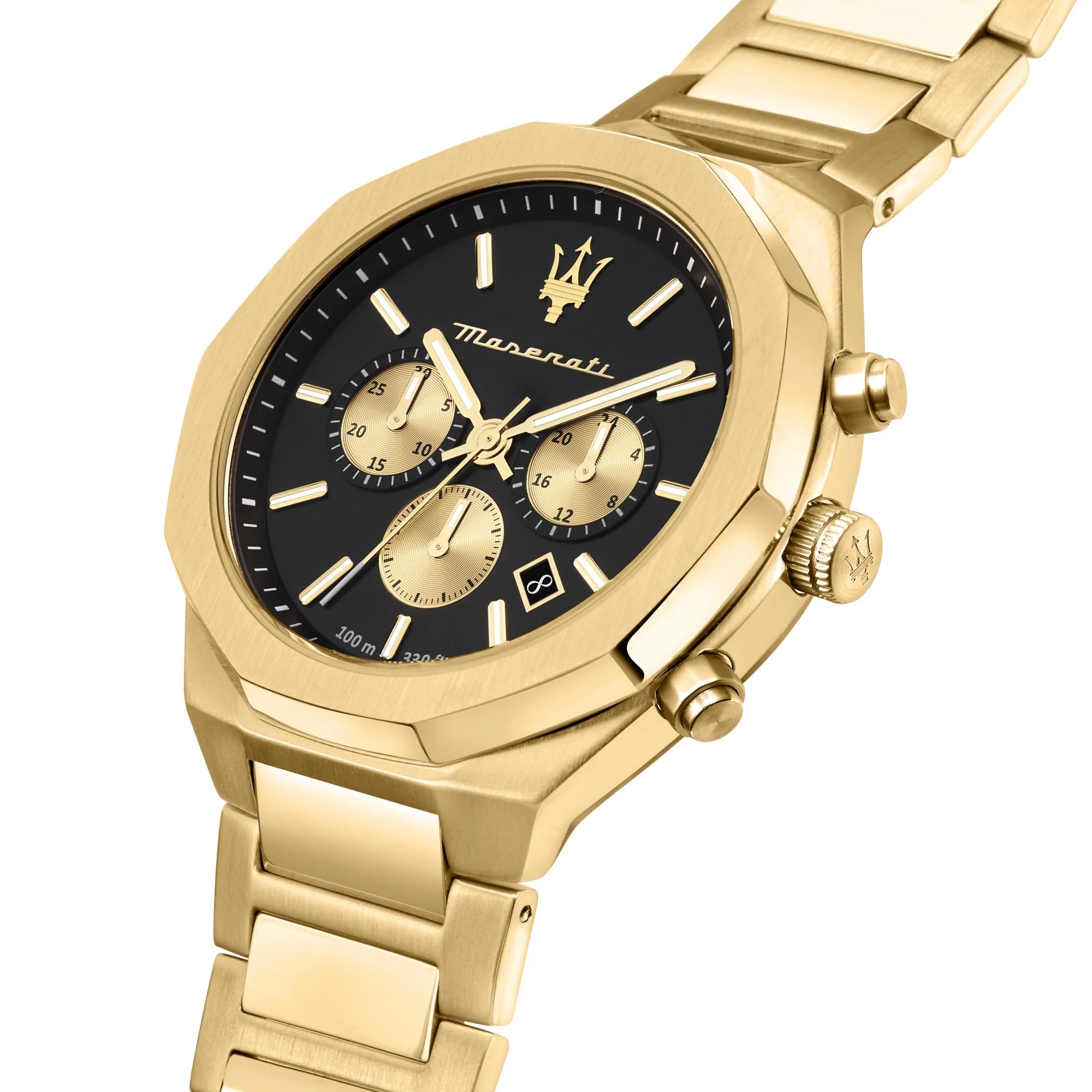 Maserati Stile Quartz Black Chronograph Dial Gold PVD Steel Bracelet Men's Watch R8873642001 - Image 13