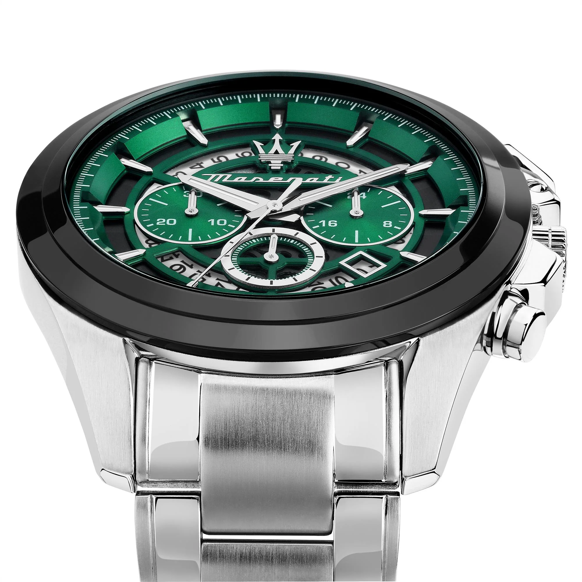 Maserati Traguardo Quartz Chronograph Green Dial Steel Bracelet Men’s Watch R8873612060 - Image 7
