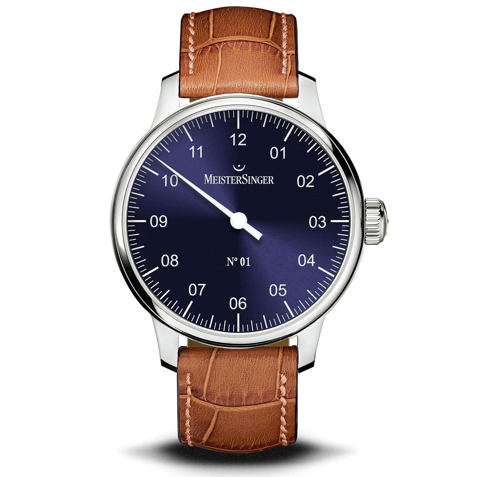 MeisterSinger No.01 Automatic Blue Dial Brown Leather Strap Men’s Watch AM3308-SG03W - Image 2
