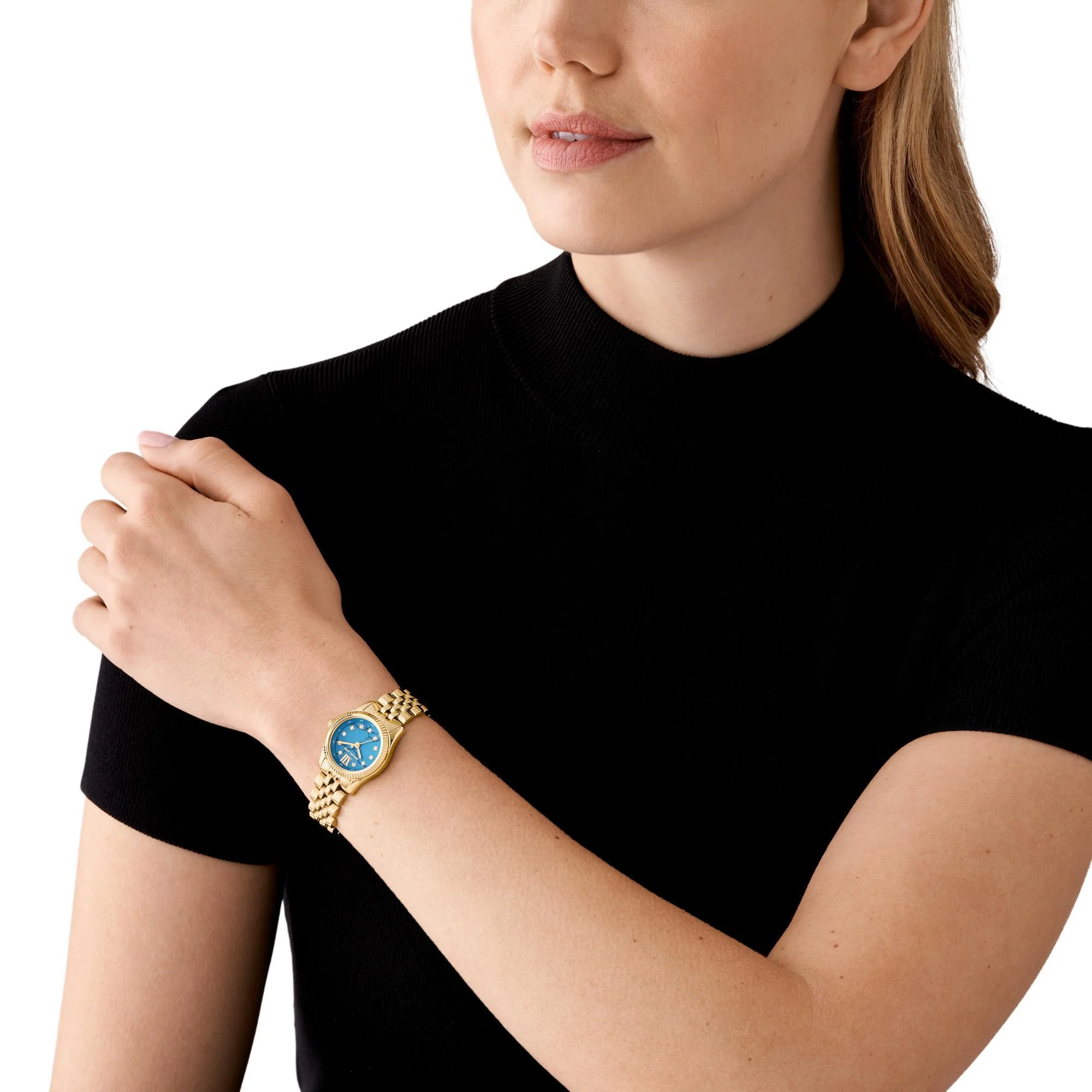 Michael Kors Lexington Gold-Tone Stainless Steel Blue Dial Women's Watch MK4813 - Image 4