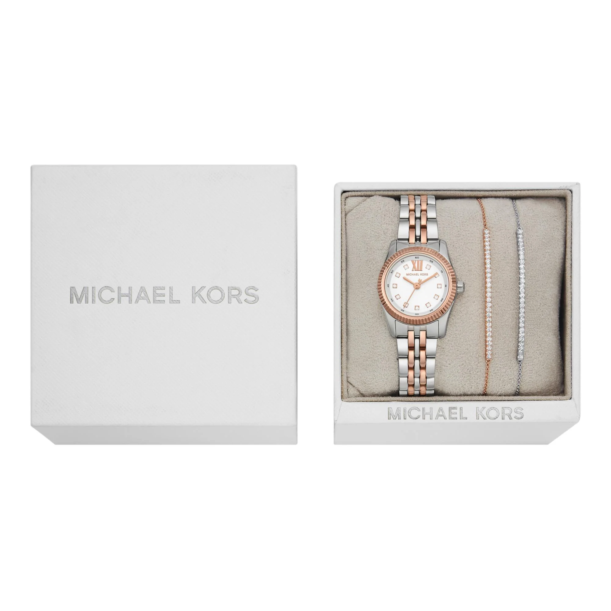 Michael Kors Lexington White Dial Steel Strap Women's Watch and Bracelets Gift Set MK4817SET - Image 5