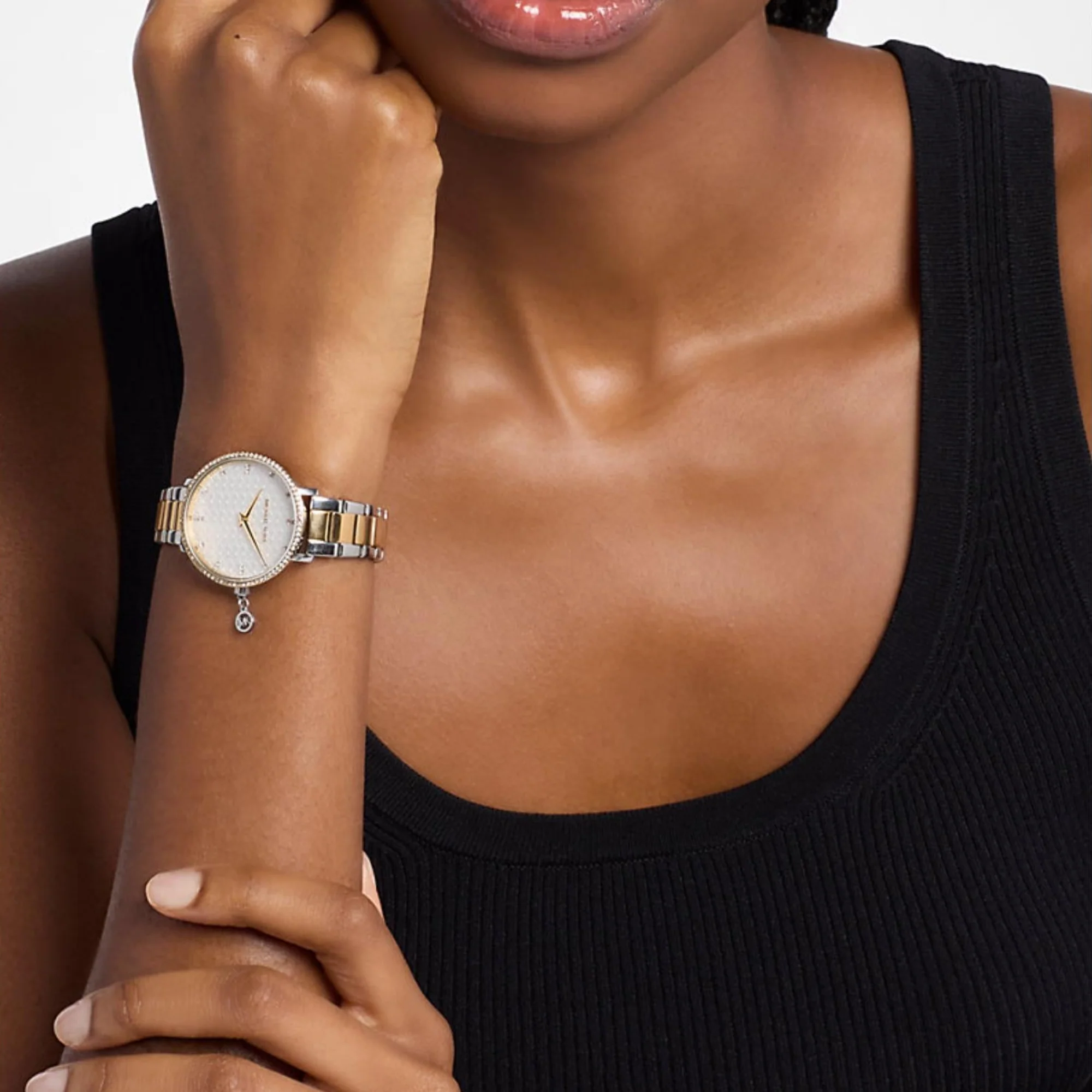 Michael Kors Mini Pyper Pave Silver Patterned Dial Steel Strap Women's Watch MK7574 - Image 2