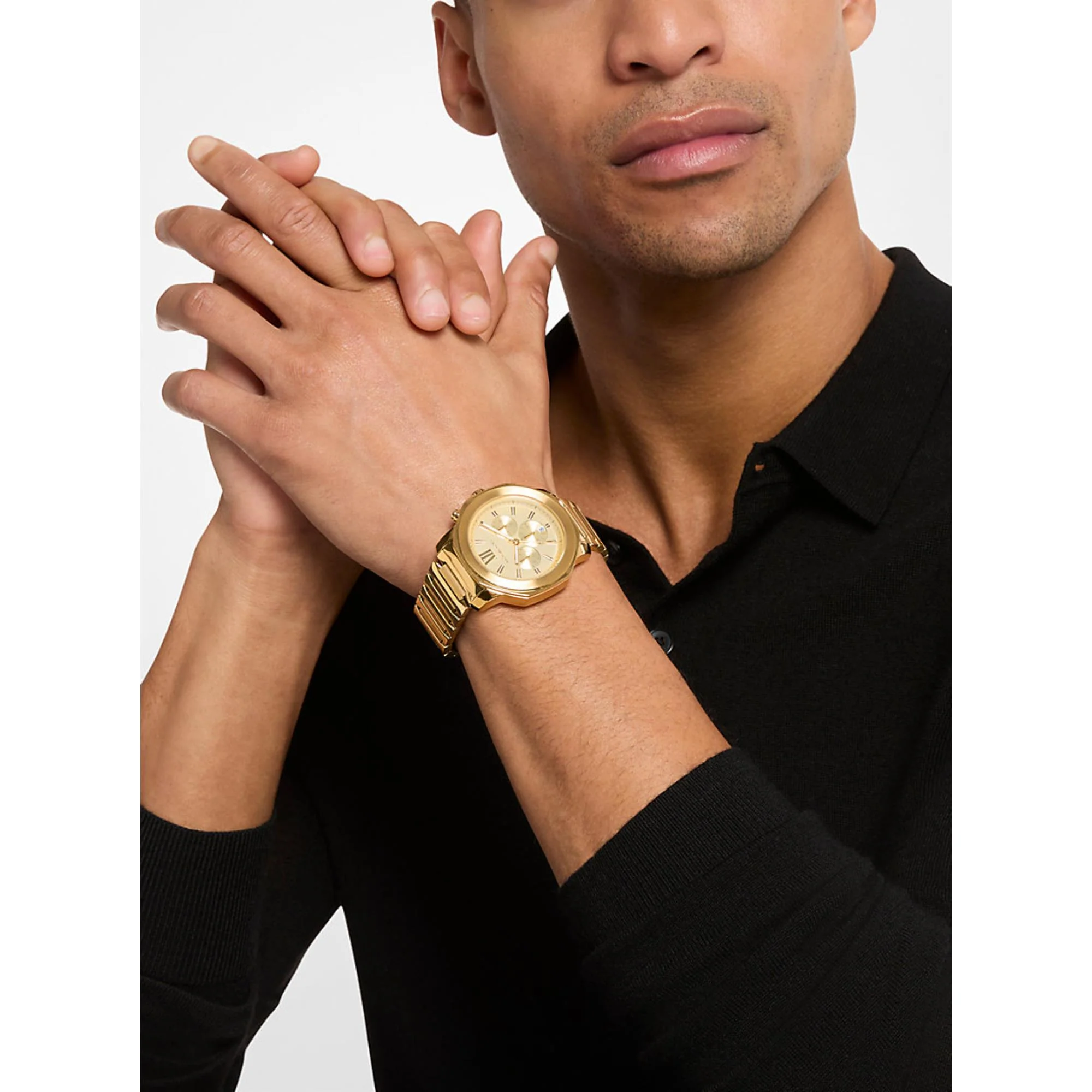 Michael Kors Oversized Prescott Chronograph Gold Dial Steel Strap Men's Watch MK9249 - Image 2
