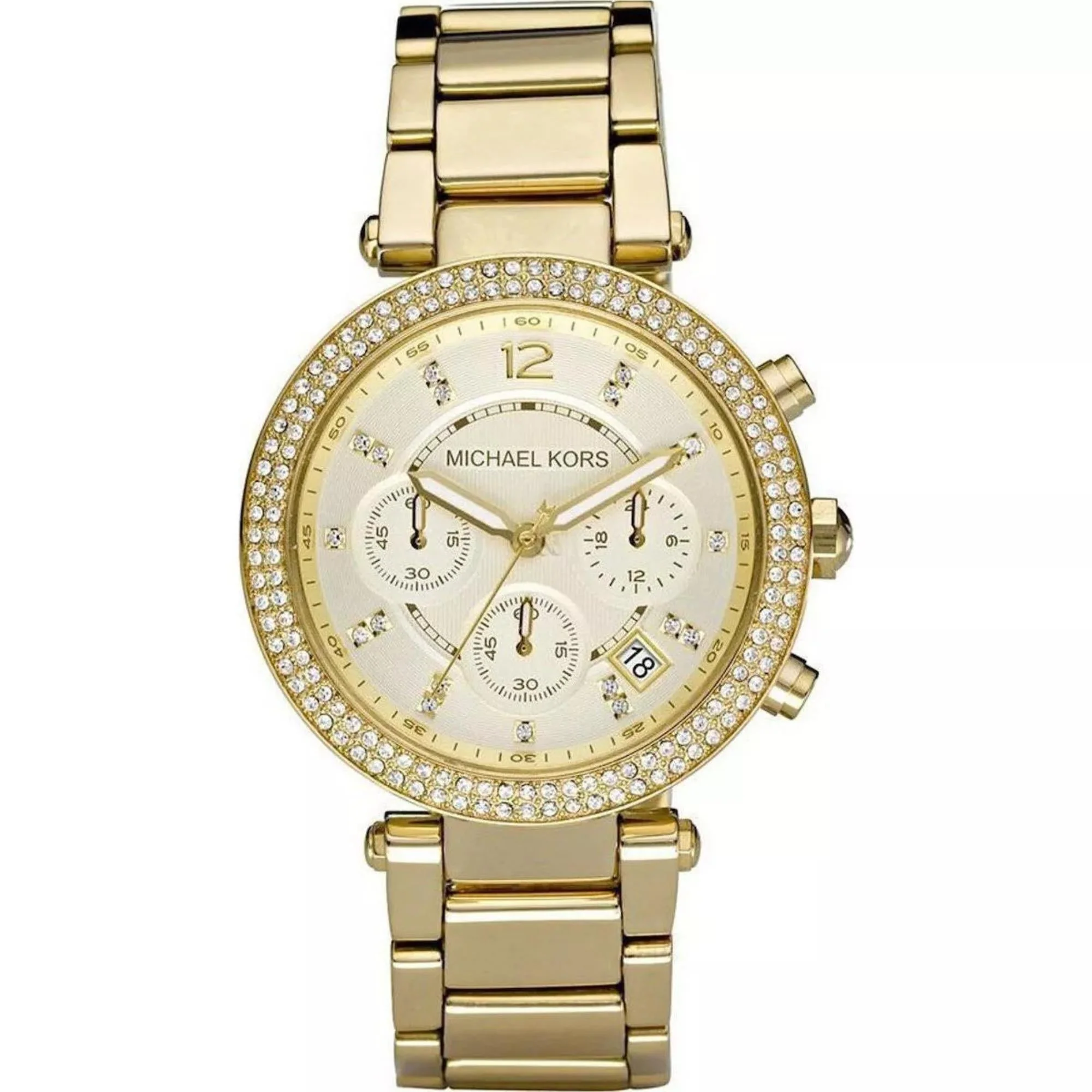 Michael Kors Parker Chronograph with Gold-Tone Stainless Steel Bracelet Gold Dial Women's Watch MK5354 - Image 5