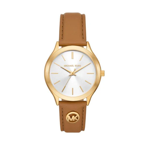 Michael Kors Slim Runway White Dial Brown Leather Strap Women's Watch MK7465 - Image 5
